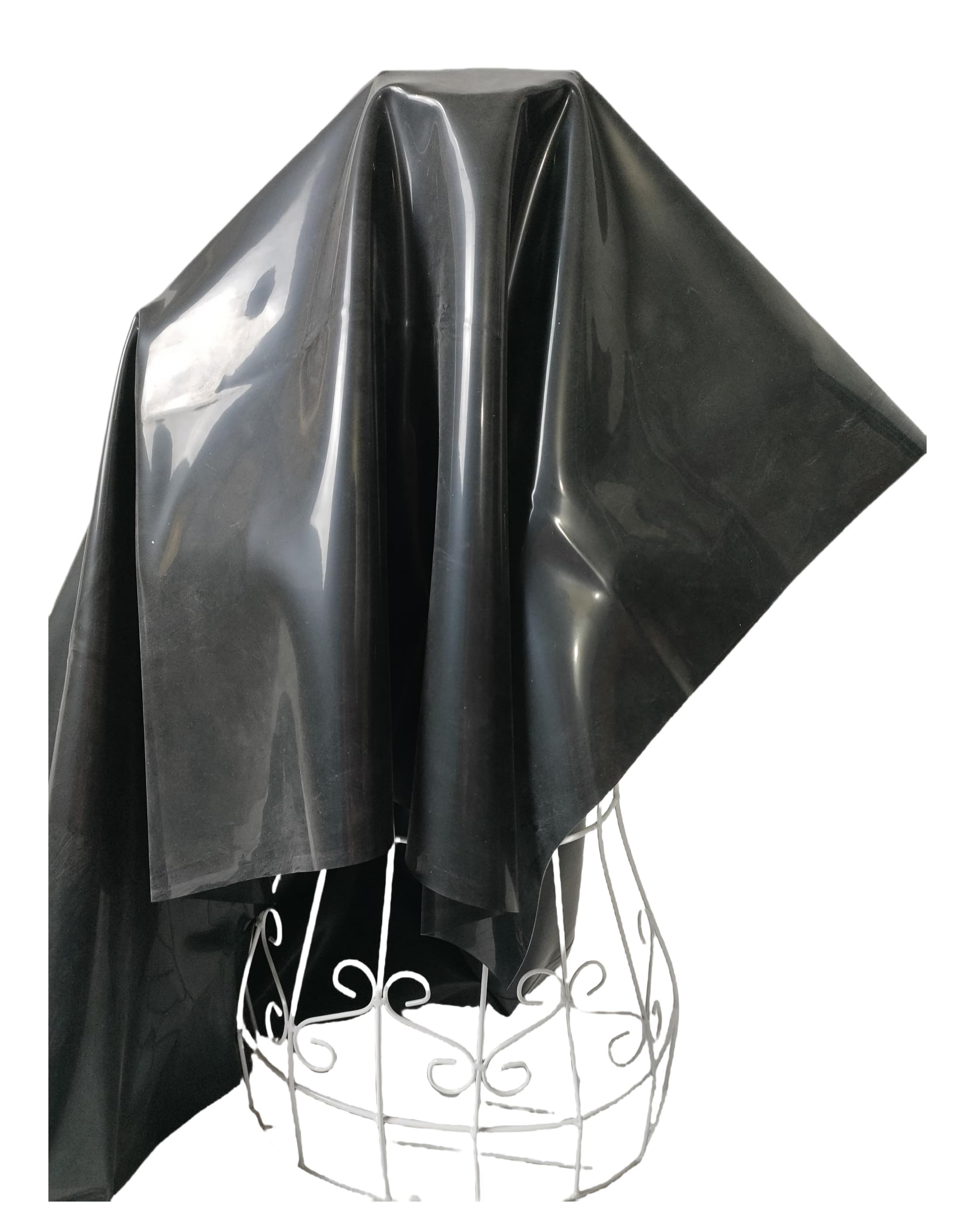 Tissu en latex naturel véritable - Pour le massage SM - Effet mouillé - Imperméable - 0,4 mm d'épaisseur - Noir - 1,1 x 2 m