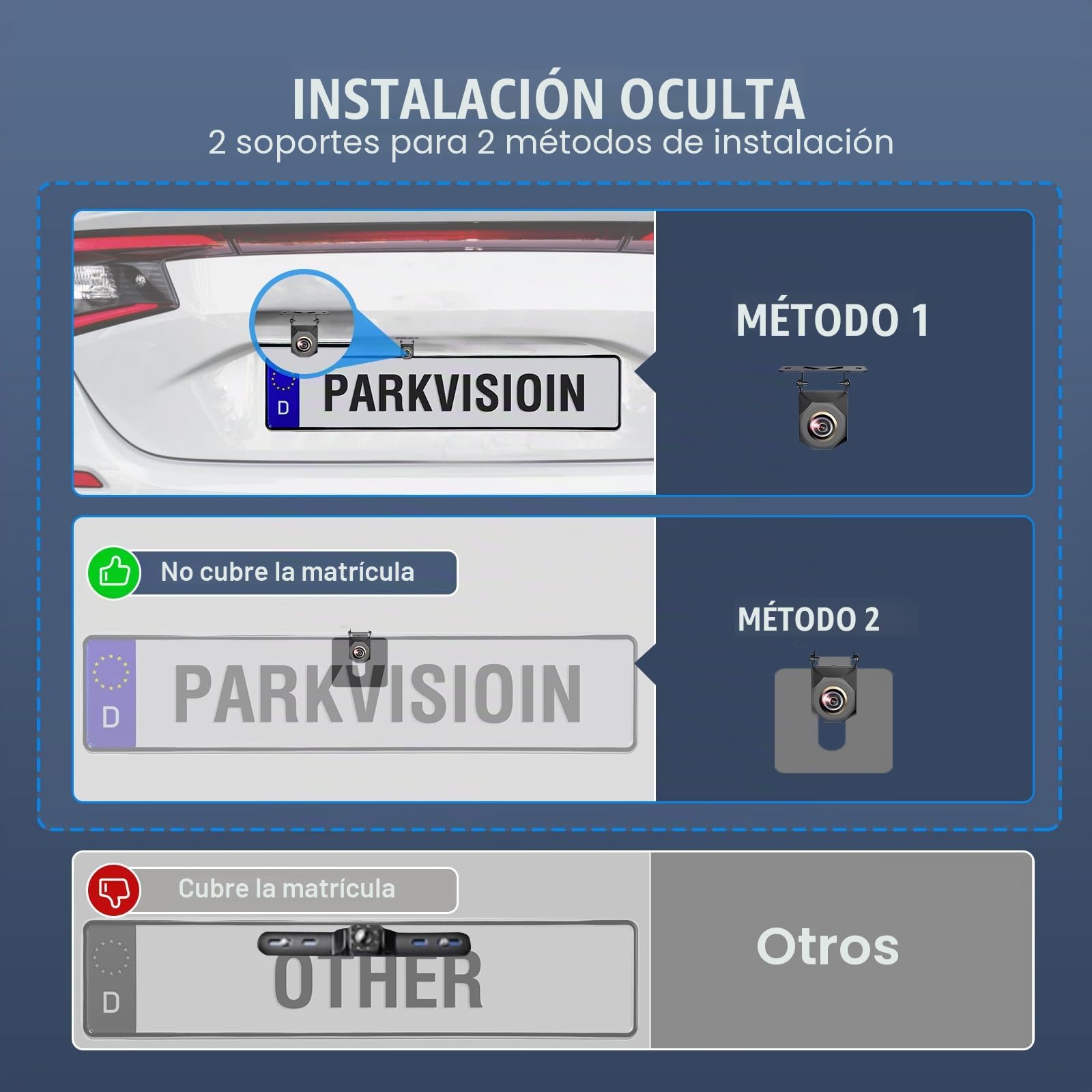 PARKVISION Kit Marcha Atrás 7" Cableado Coche 12V | LCD nítido, líneas ajustables, plug-play mechero, señal estable, sin interferencias