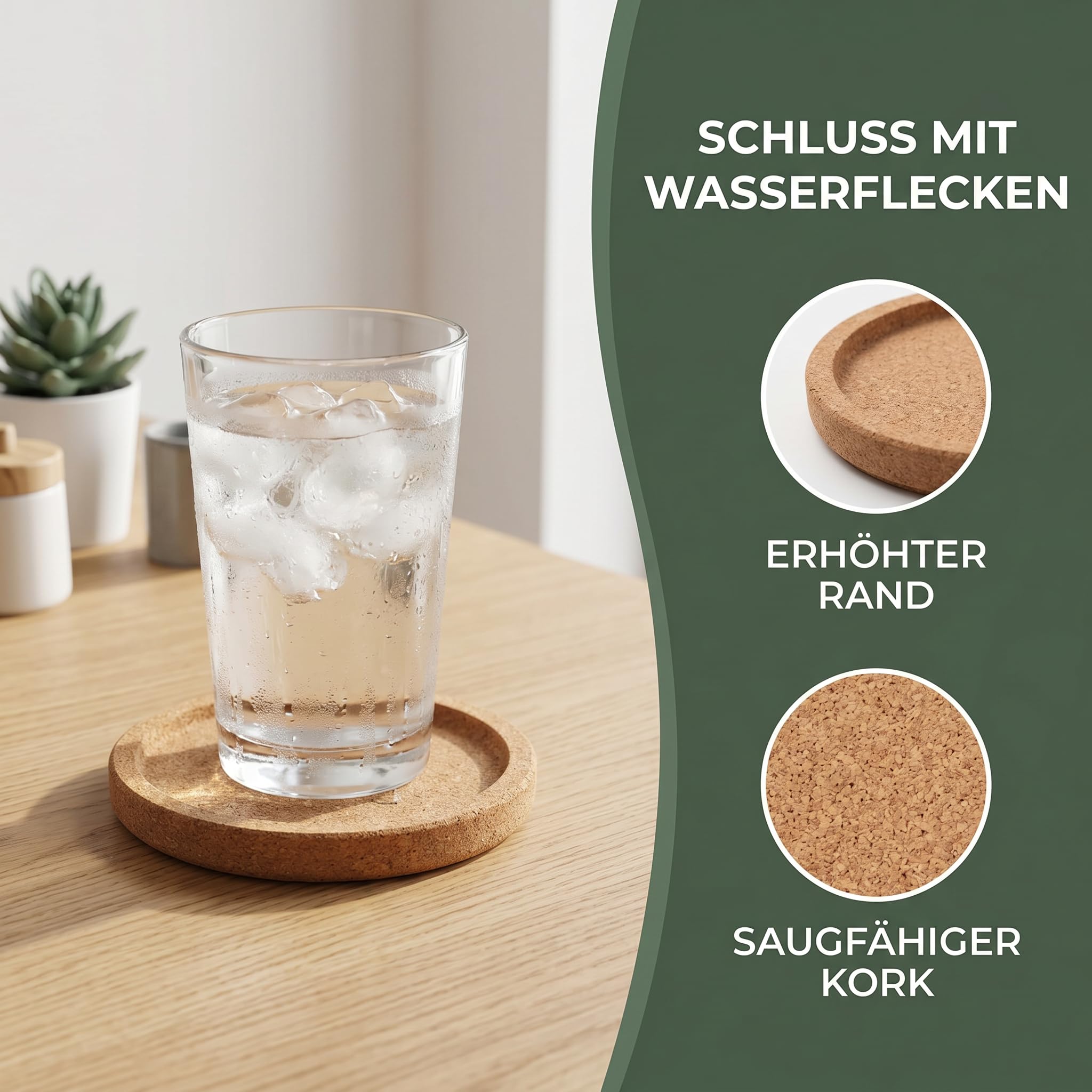16/18Stück Einfache Korkuntersetzer mit Rand 10cm Untersetzer Korkuntersetzer Runde Saugfähige Getränkeuntersetzer für Haushalt Büro Restaurant und Bar Kork Glasuntersetzer Tisch Schutz