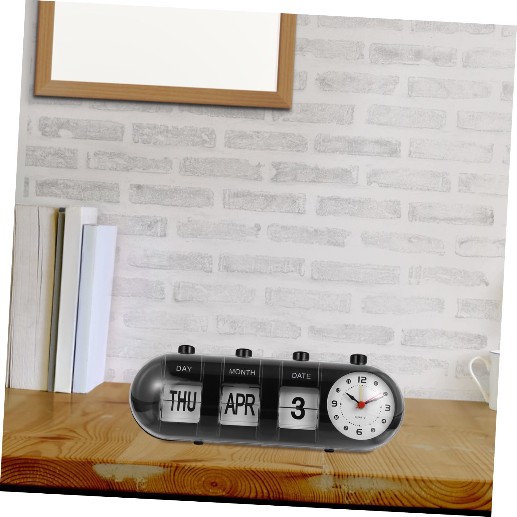 NUOBESTY Dauerkalender mit Uhr Manueller Kalender aus Abs-kunststoff Heimbürokalender mit Tag Monat und Datum Tischkalender für Schreibtisch für Zuhause und Büro
