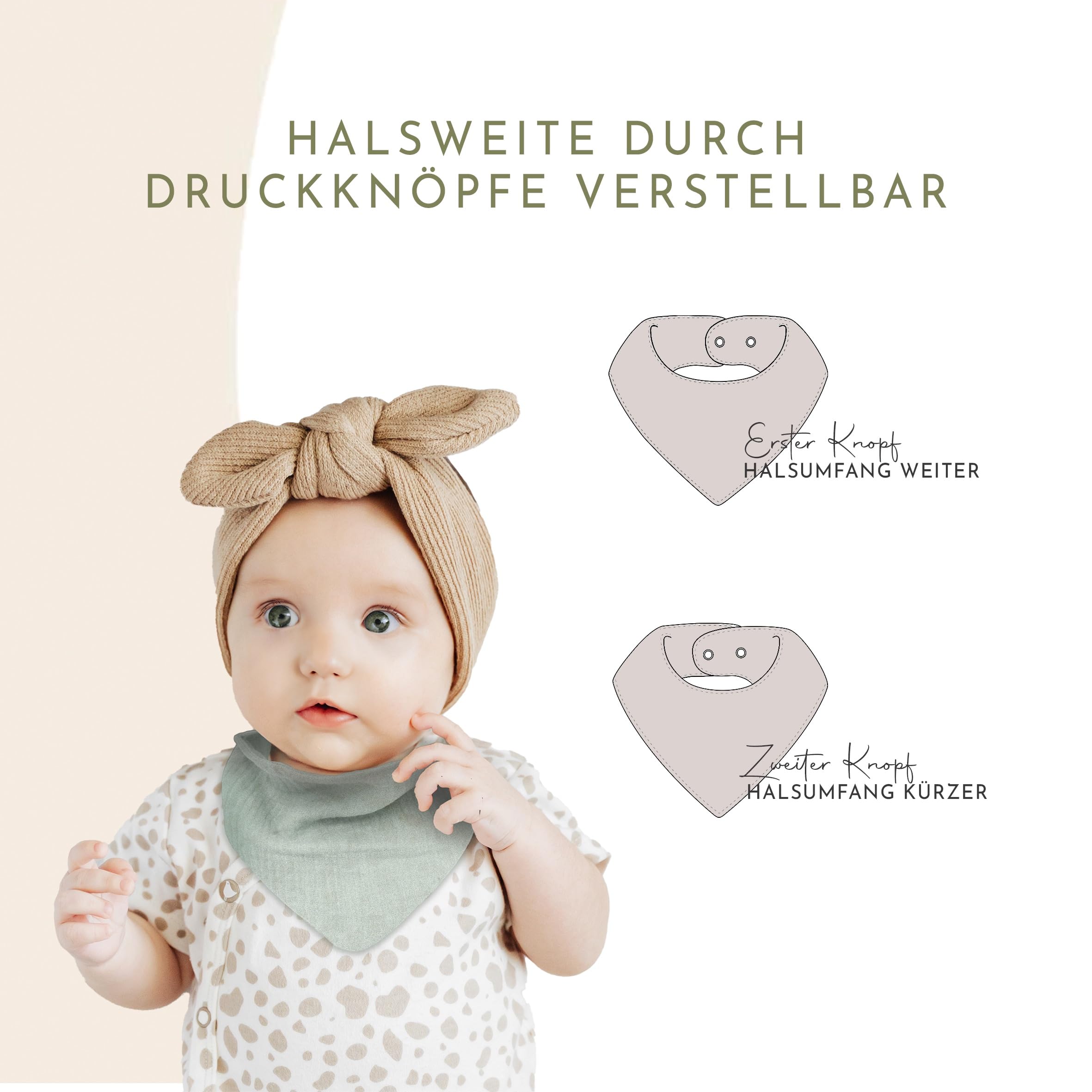 Baby und Kleinkinder Halstuch, Sabberlatz aus 100% Musselin Baumwolle jeweils in Größe S oder Größe M, 4 oder 10 Stück Set