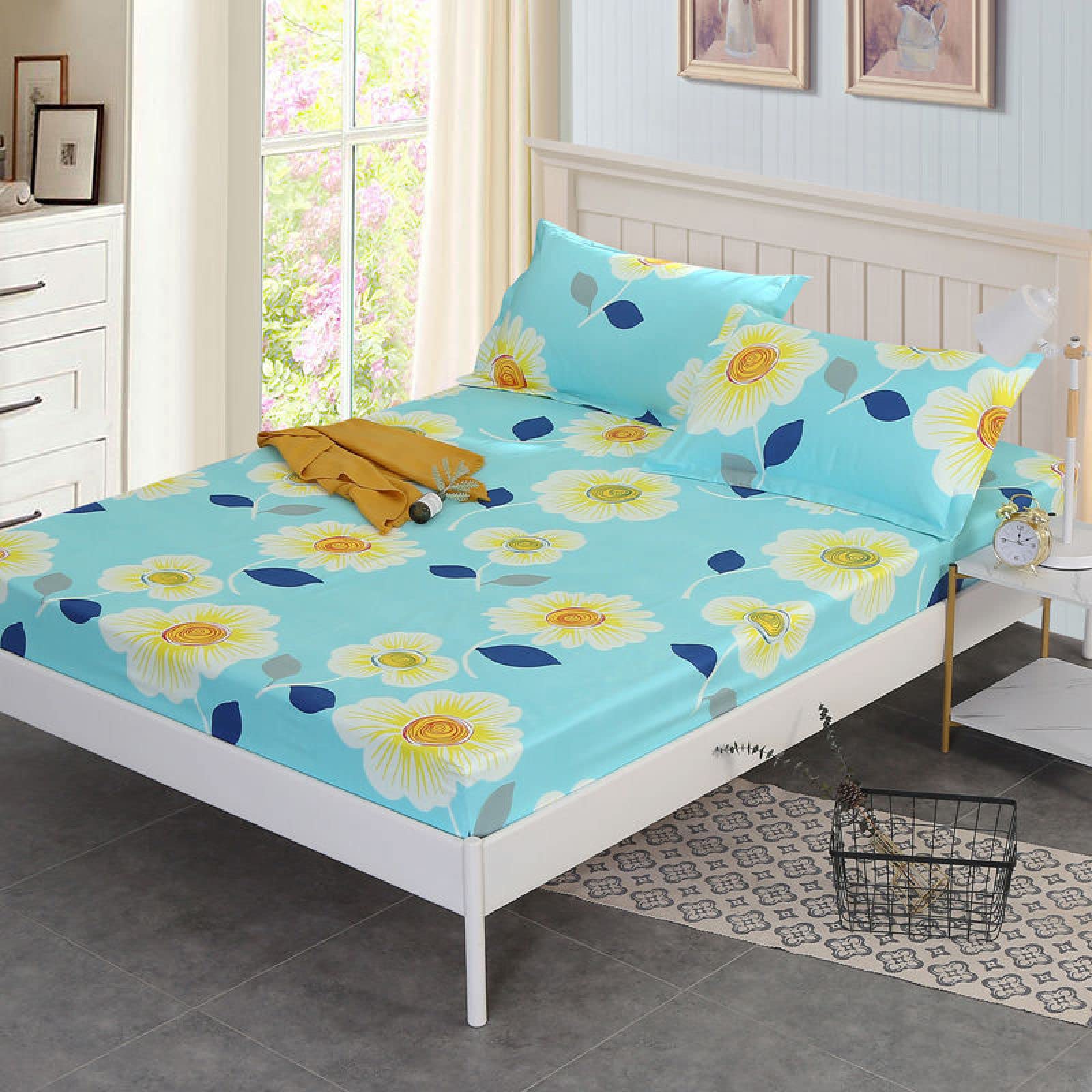 BAJIN Non-ferrous color brushed fit bed sheet single super soft hypoallergenic microfiber-breathable,breathability, and anti-wrinkle,90x200+25cm