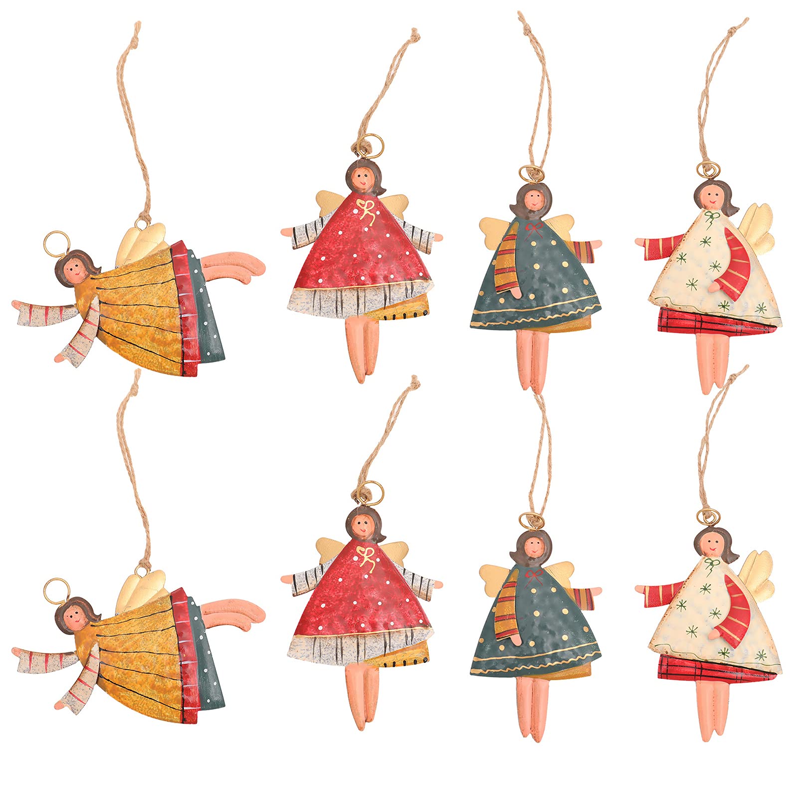 Bseical 8 Pcs Adornos De Navidad, Ángel De Navidad Colgante De Metal Árbol De Navidad Adornos Navidad Ventana Colgante Decoración De Juguete, para Decoración Navideña Decoración del Hogar Fiesta
