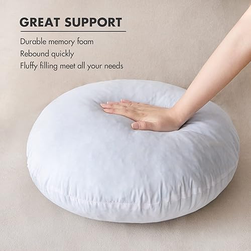 Miniatura 2 de MIULEE Almohada redonda de 14 pulgadas, cojín circular de espuma viscoelástica, relleno de almohada lumbar para sofá, cama, sofá, meditación