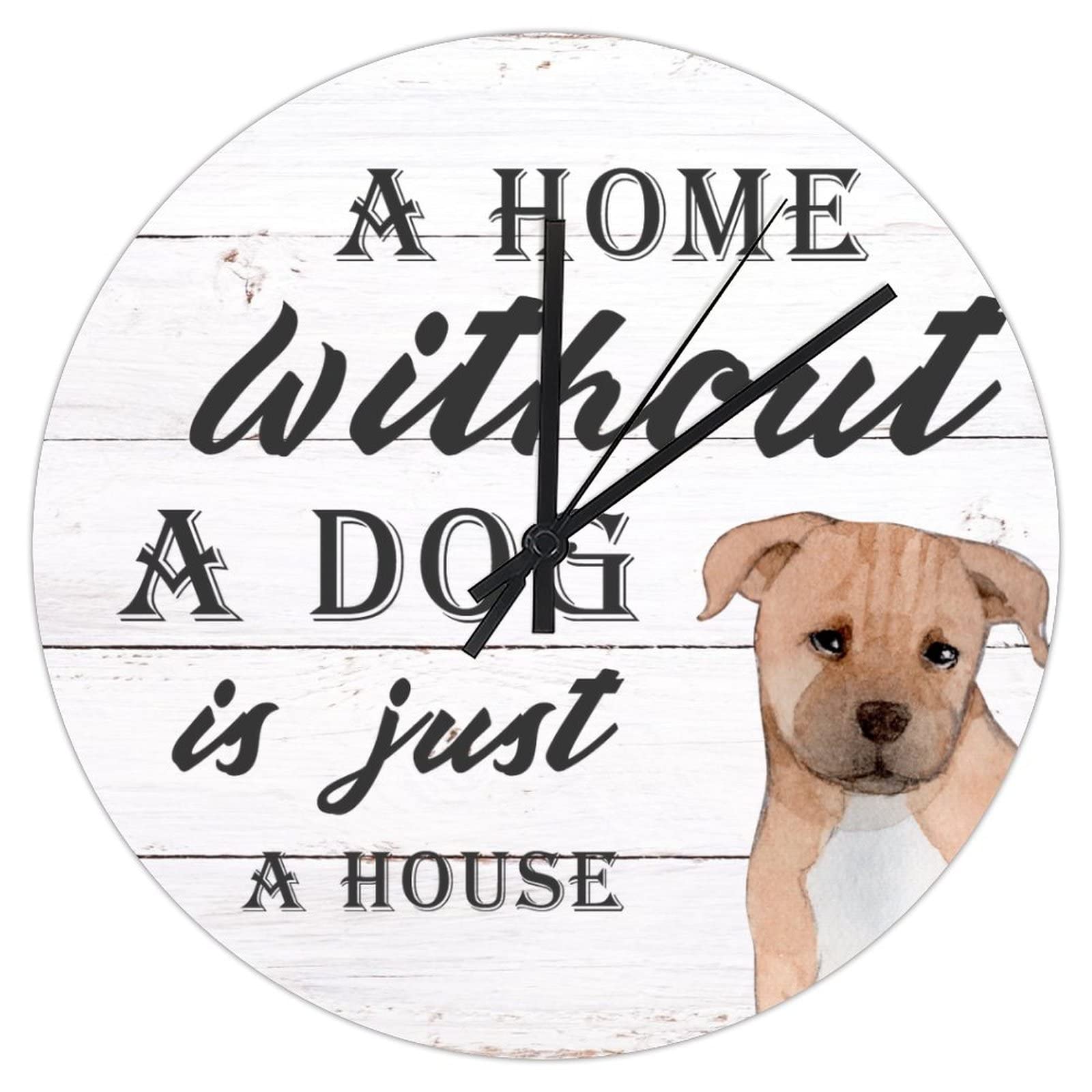 Horloge murale en PVC de 30 cm silencieuse pour salon sur le thème des chiens