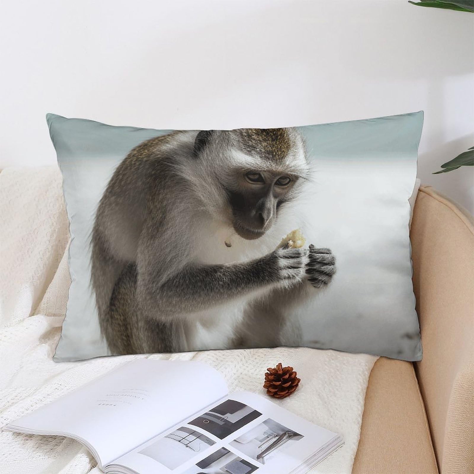 NTVOWPZO Decoration Throw Pillow Covers 12 "x20 Pillowcases Covers Monkey on The Ground Soft Pillowcases Modern Farmhouse Home Decor Sofa Cushions Covers for Couch Bed Living Room
