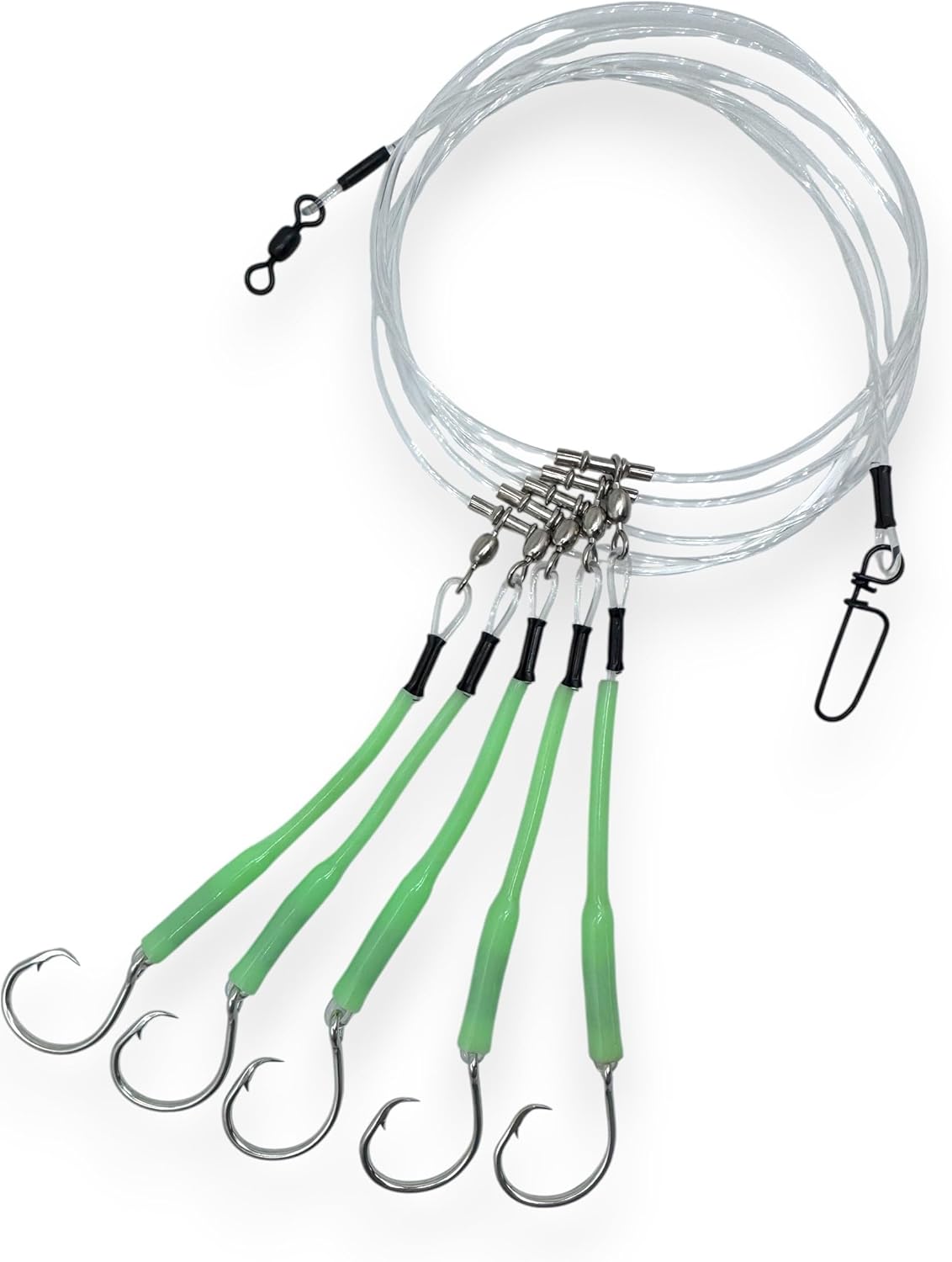Deep Drop Fishing Rig – Glow in The Dark Sleeves – NOAA Compliant Circle Hooks – Tilefish Grouper Snapper Bottom Rig – Made in USA – End Game Tackle – 3 or 5 Hook Options