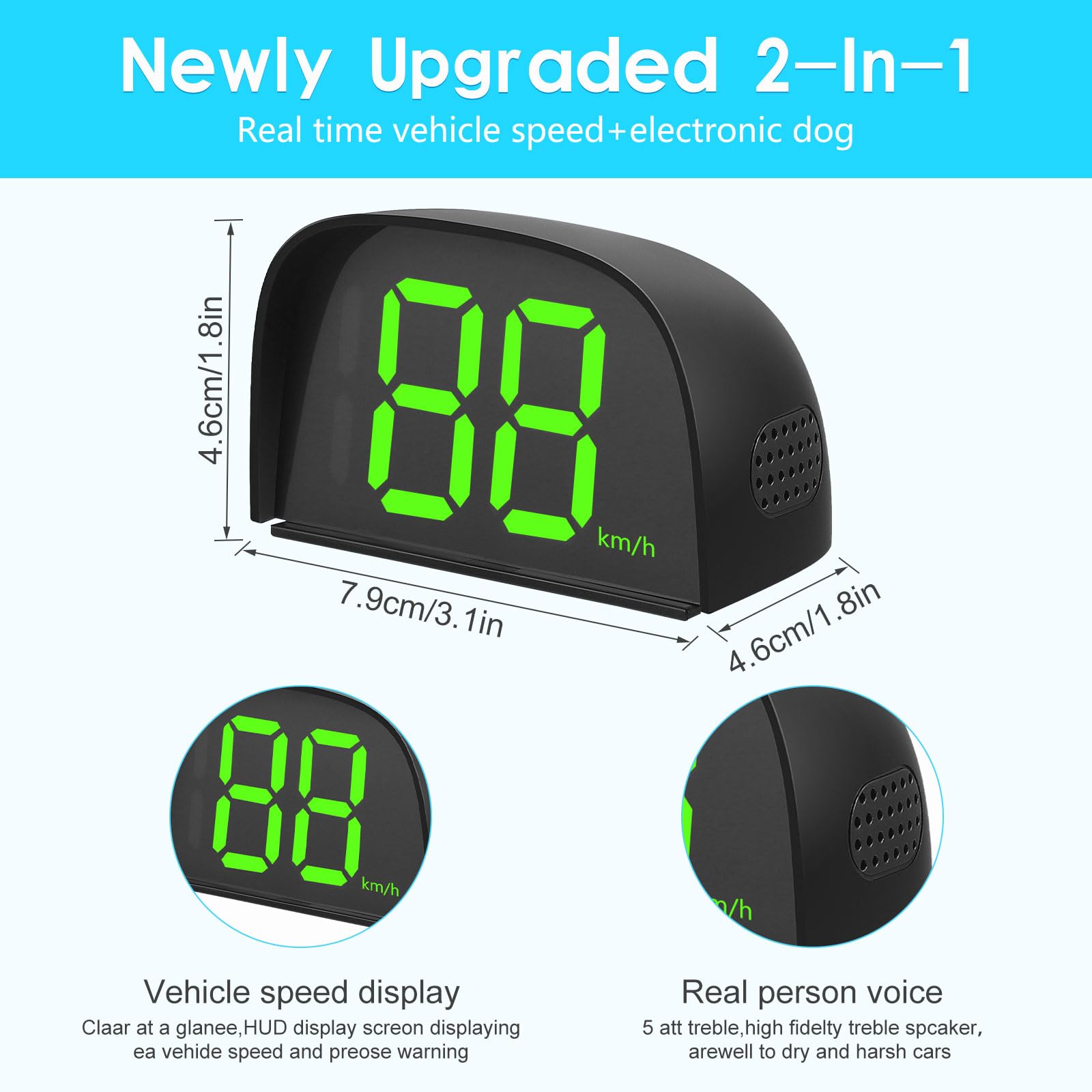 Tachimetro digitale per auto, HUD Auto Head Up Display, Tachimetro Intelligente GPS Digitale Universale, Tachimetro per Moto, Plug and Play, Carica USB, LED Grande schermo per Auto, Camion, Moto