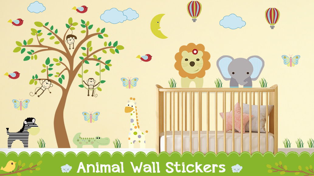 Stickers Muraux Animaux De La Jungle Noir Éléphant Girafe Lion Stickers