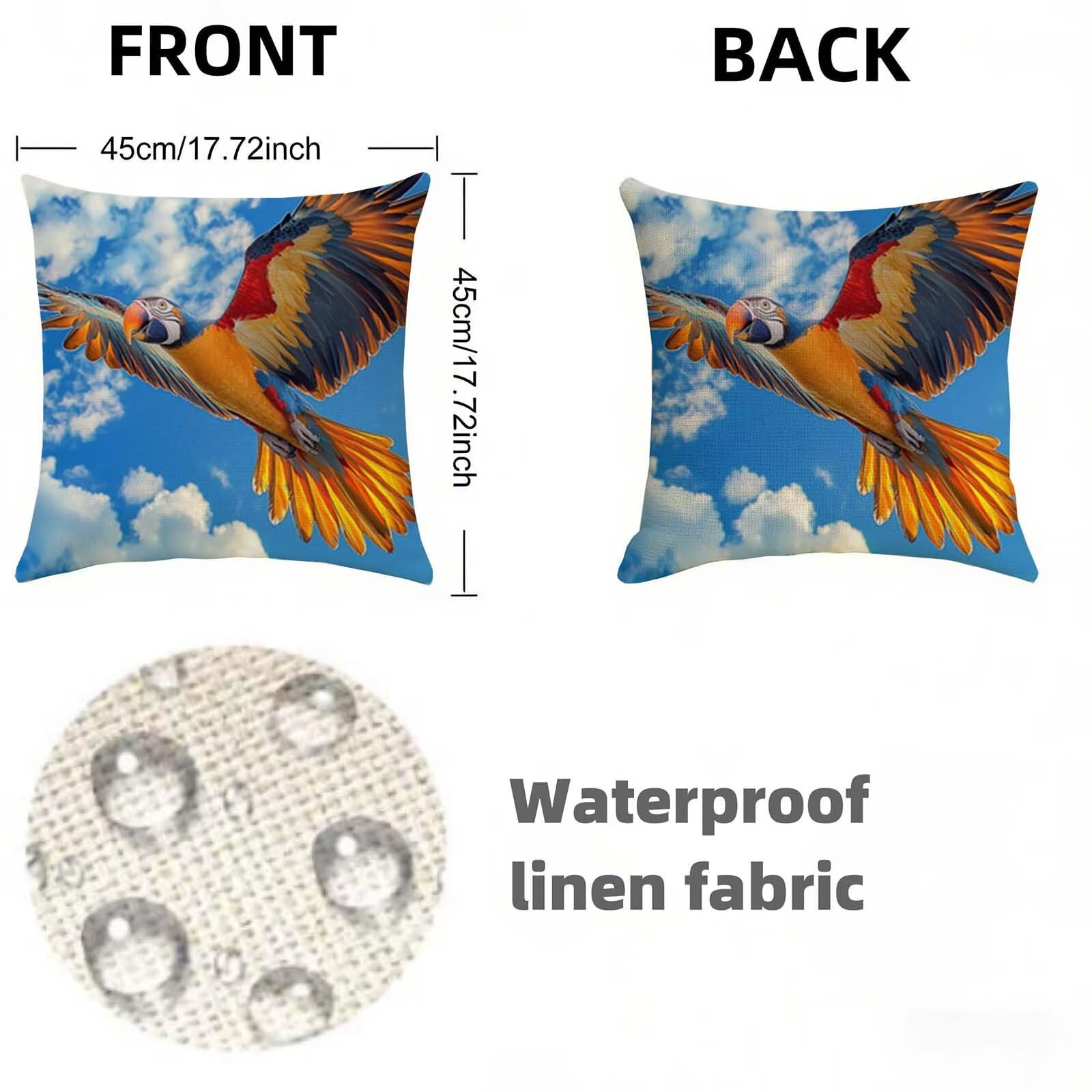 Animale Federe Cuscini Divano 70x70 Aquila Set di 2,Copricuscino Impermeabile Federe Lino con Cerniera Invisibile Stampa Fronte-Retro,Comfort Traspiranti Copricuscini Primavera Home Decoration W-1320