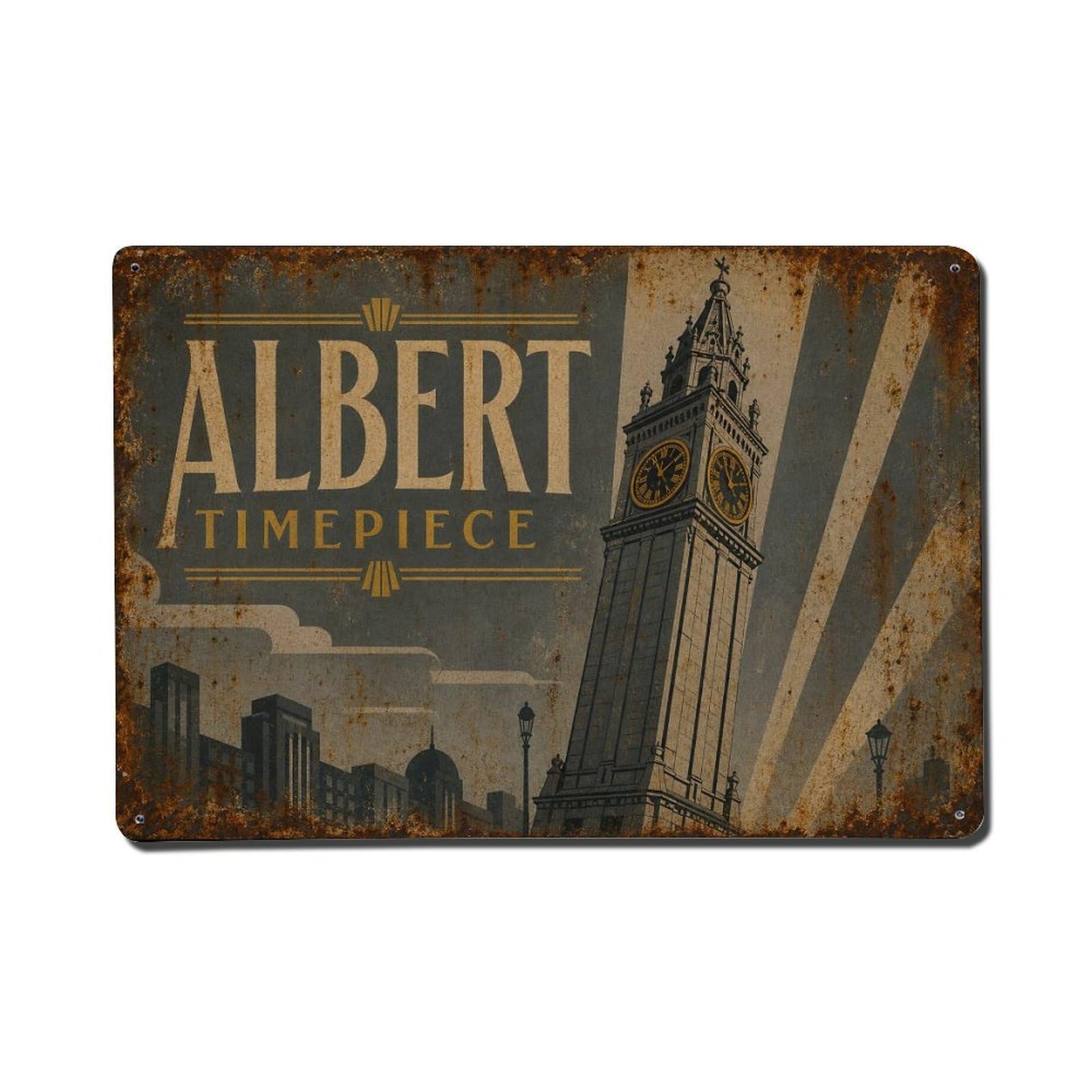 Fyrn Style Metal Tin Sign Vintage Travel Albert Clock Belfast Leaning Tower Ireland
