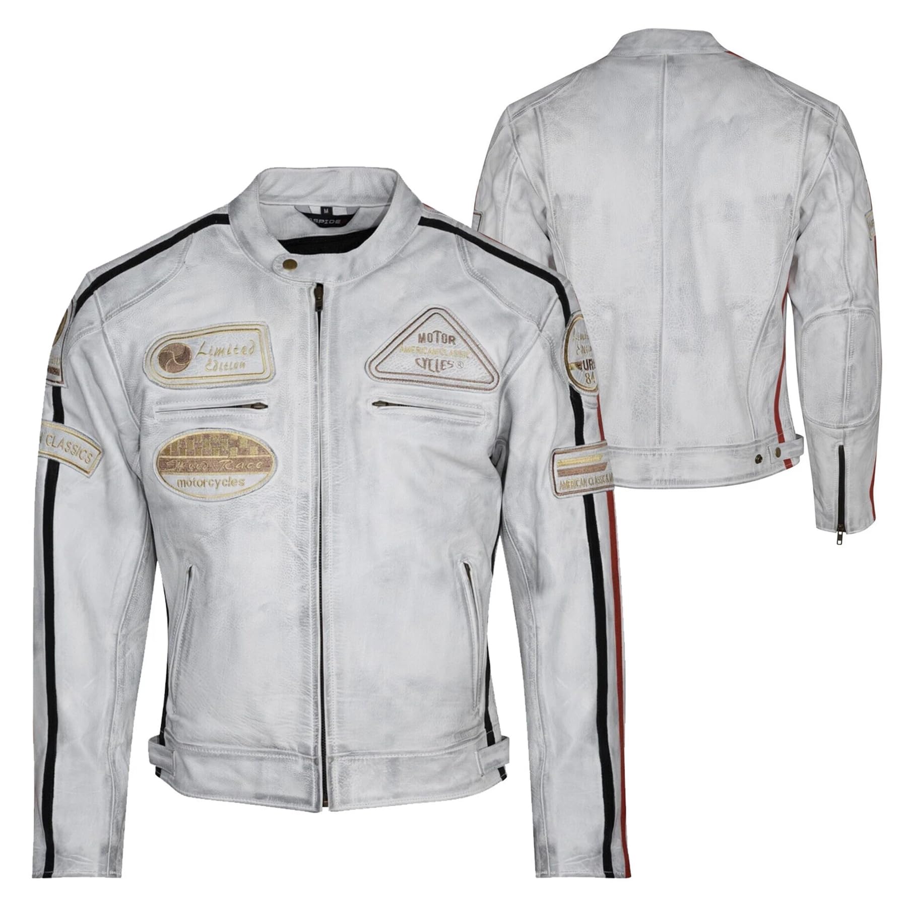 ASPIDEX Blouson moto en cuir pour homme, vintage, Custom & Café, de course, style Harley
