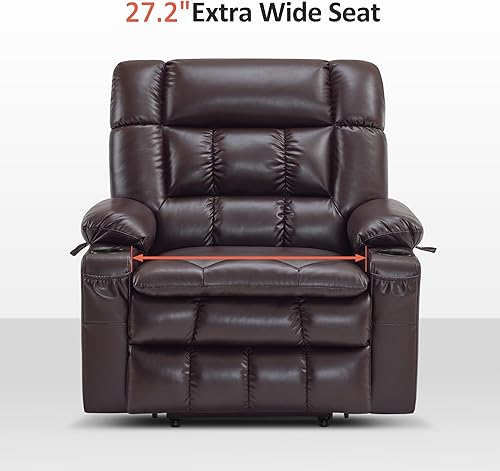 Miniatura 176 de MCombo Silla reclinable eléctrica de doble motor para personas mayores, silla elevadora plana con calor y masaje, portavasos, puertos USB, piel