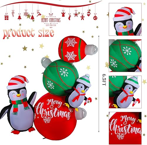 Miniatura 2 de Osos polares inflables de Navidad de 6.5 pies, pingüinos con luz LED, oso de Navidad, pingüinos de oso de Navidad, decoración al aire libre para