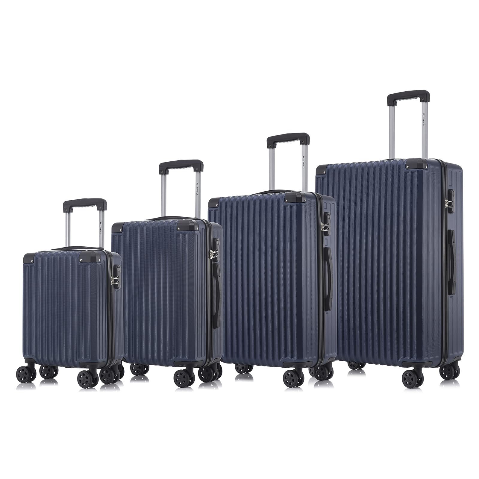 yonsly Koffer Suitcase, Trolley Reisekoffer, Rollkoffer Handgepäck mit 4 Rollen 360°, ABS Hartschalen, Sicherheitsschloss, Weicher Gummigriff, 210D-Futter