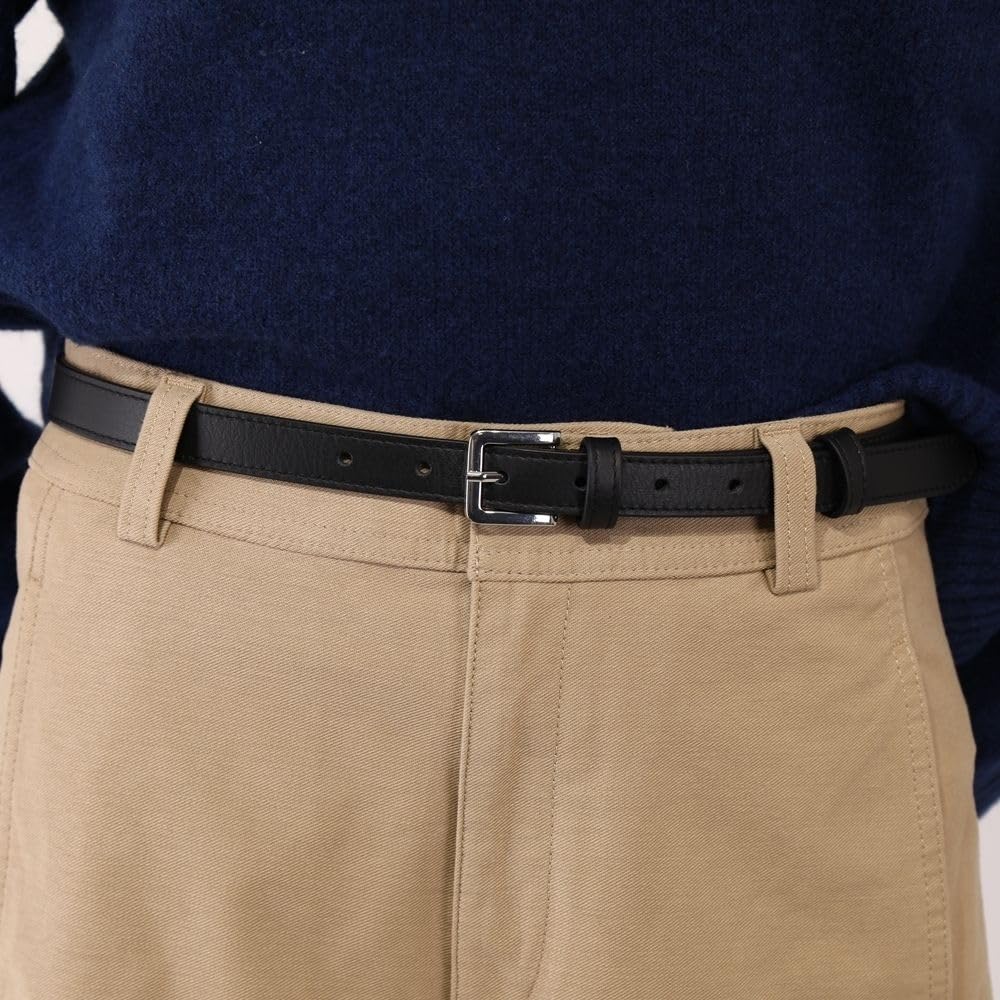 FASHIONGEN - Cinturón de 2 cm cuero italiano genuino para las mujeres, LINDA