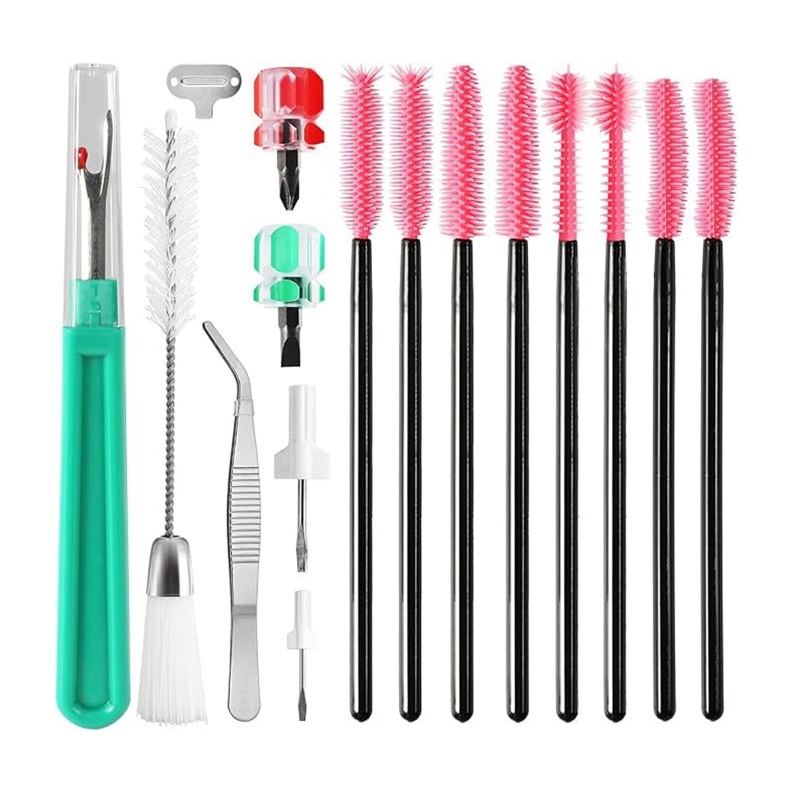 16Pcs Repair Machine Sewing Tool Includes Tweezer Double Headed Lint Brush Different Size Screwdrivers and Seam Unpicker Sewing Machine Care