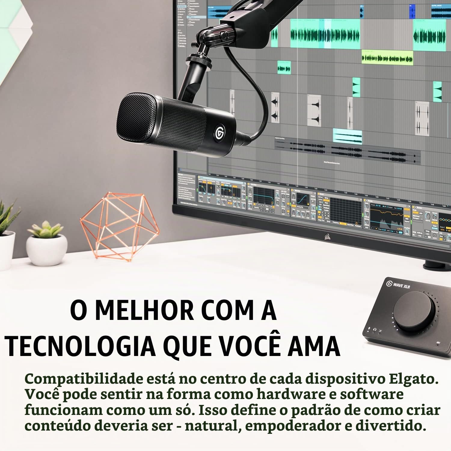 Microfone Elgato Wave DX -XLR Dinâmico, Filtro Pop Interno, Para