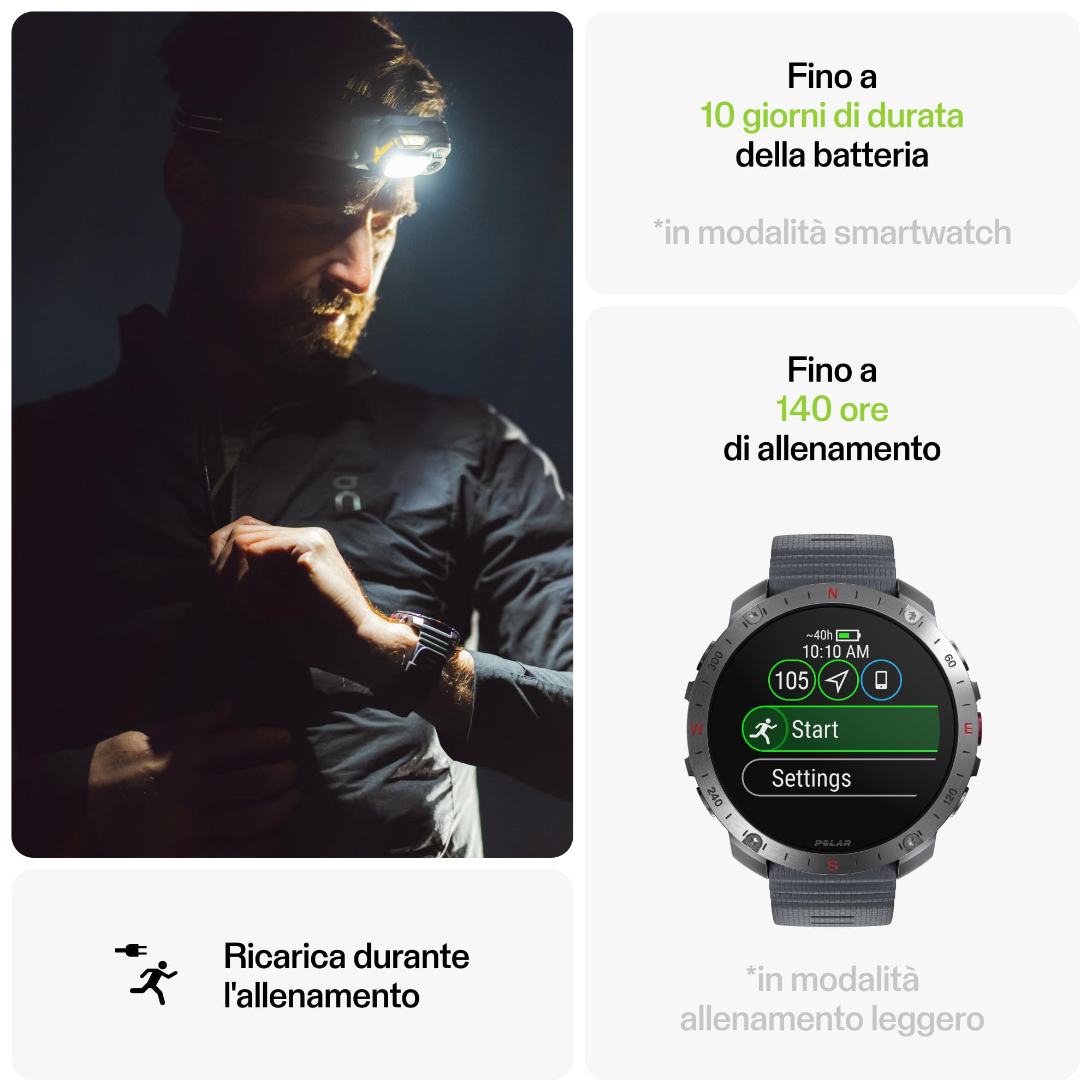 Polar Grit X2 Pro Orologio sportivo con GPS - Adventure watch robusto, con navigazione avanzata, monitoraggio delle prestazioni sportive, tecnologia biosensing e misurazione della FC