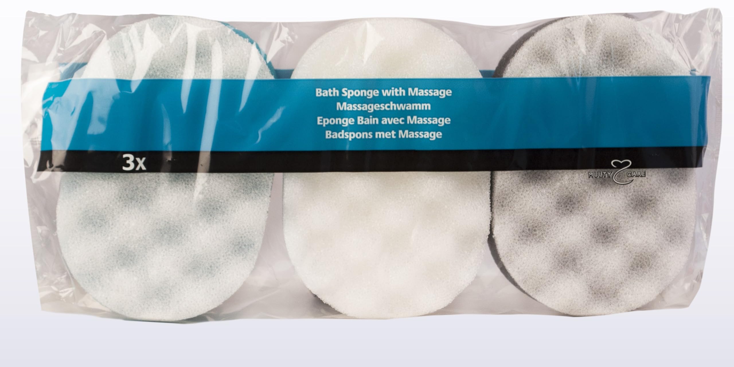 Multy 3 Pack Oval Massage Sponges - Exfoliating Sponges For Use In Bath, Shower