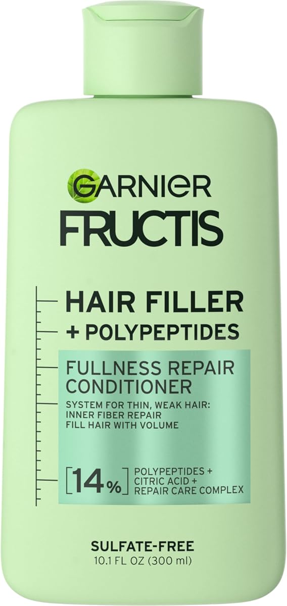 Fructis Hair Filler Fullness Repair Conditioner, Volumizing Conditioner with Polypeptides and Hair Repair Complex for Thin, Weak Split Ends, 10.1 Fl Oz