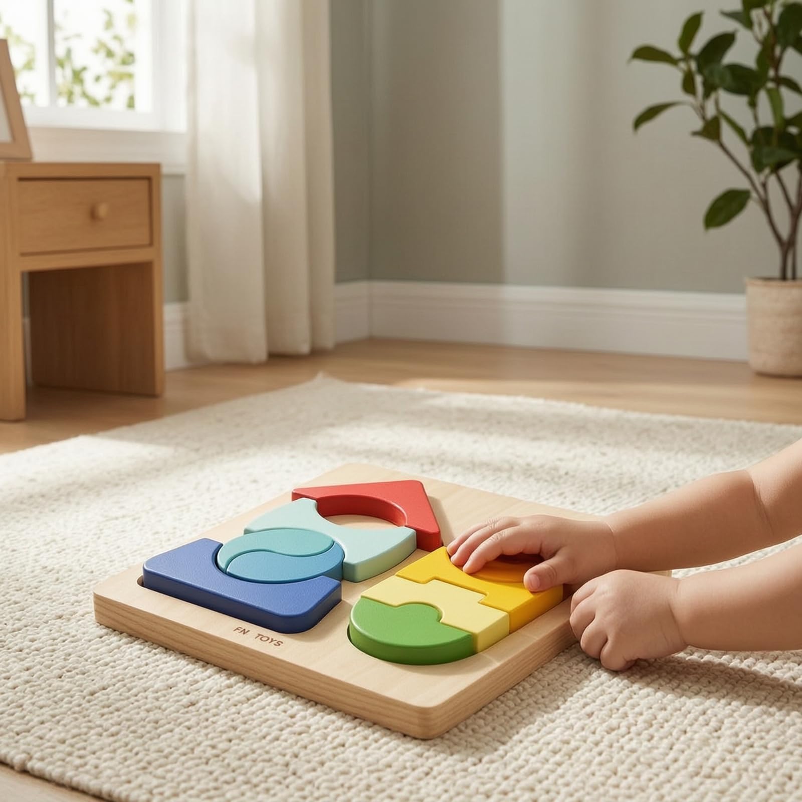 TISHITA Puzzle Enfant Bois Formes Couleurs Géométrique Jouet Éducatif Motricité Fine Développement Cognitif Apprentissage Ludique Activité Manuelle Salon