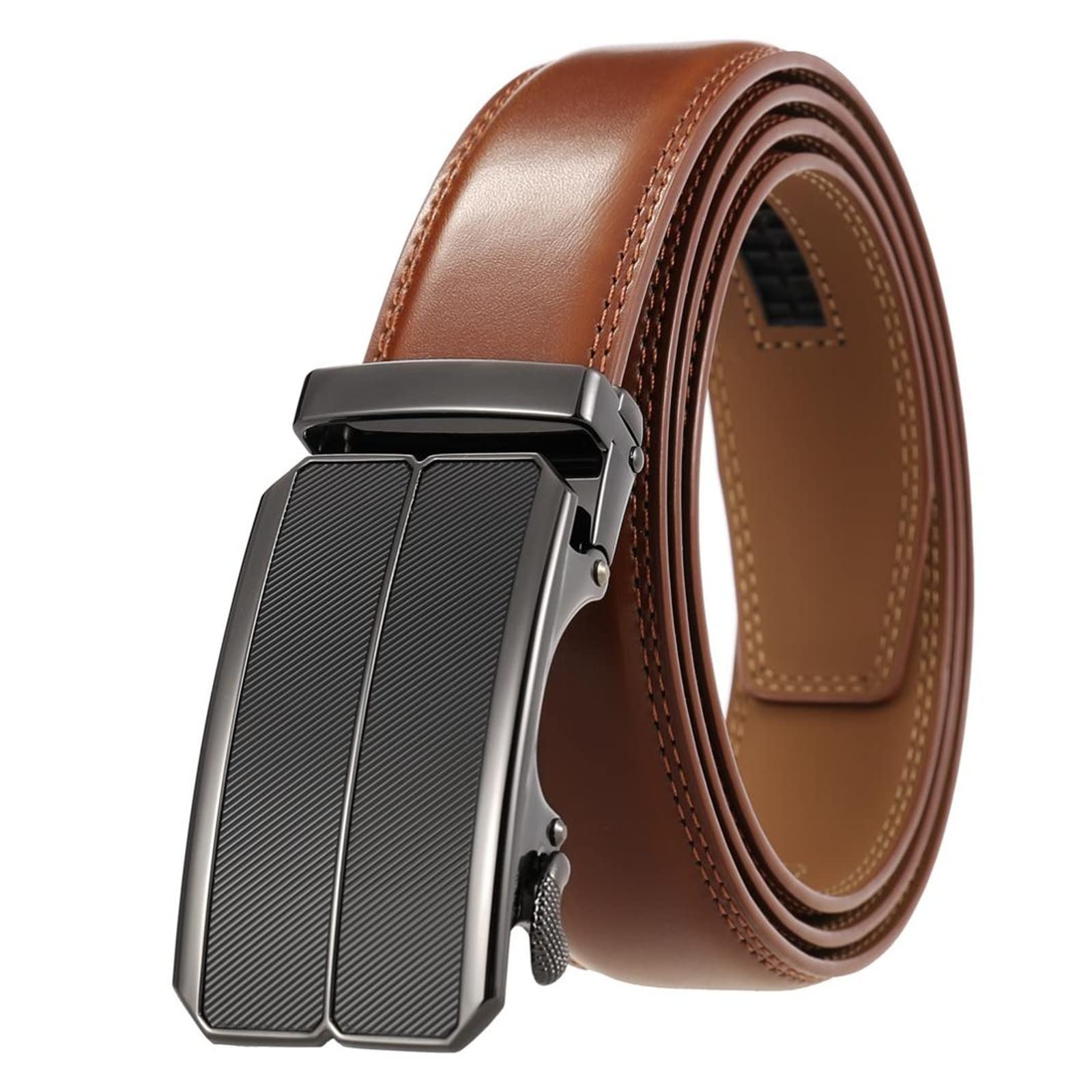 JOJOJ Cinturón de Cuero for Hombres Hebilla automática Cinturones Negros de Cuero Genuino Ajustables for Hombres(44in/110cm,3)