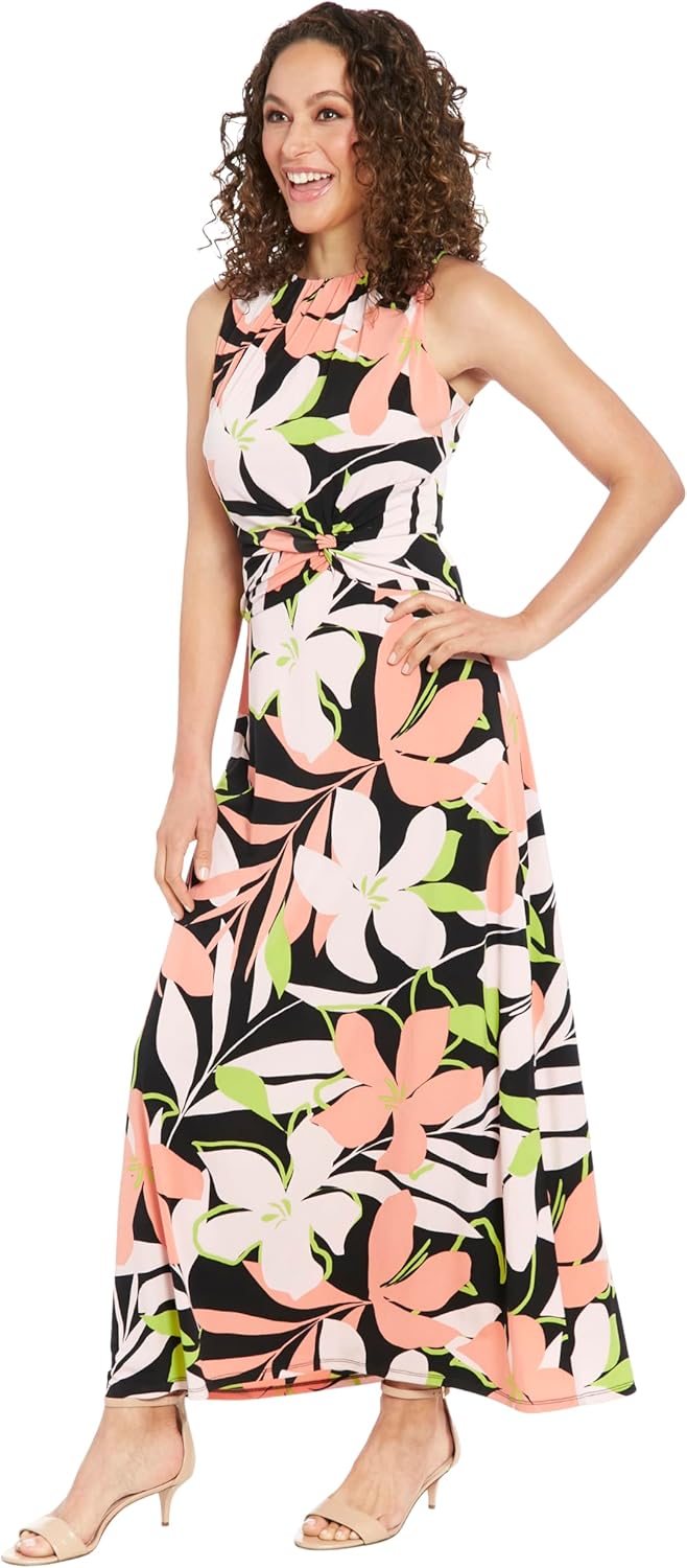 London Times Womens Sleeveless Maxi Dress with Waistband Twist Detail | Comfortable Summer Dresses for Women - Image 2