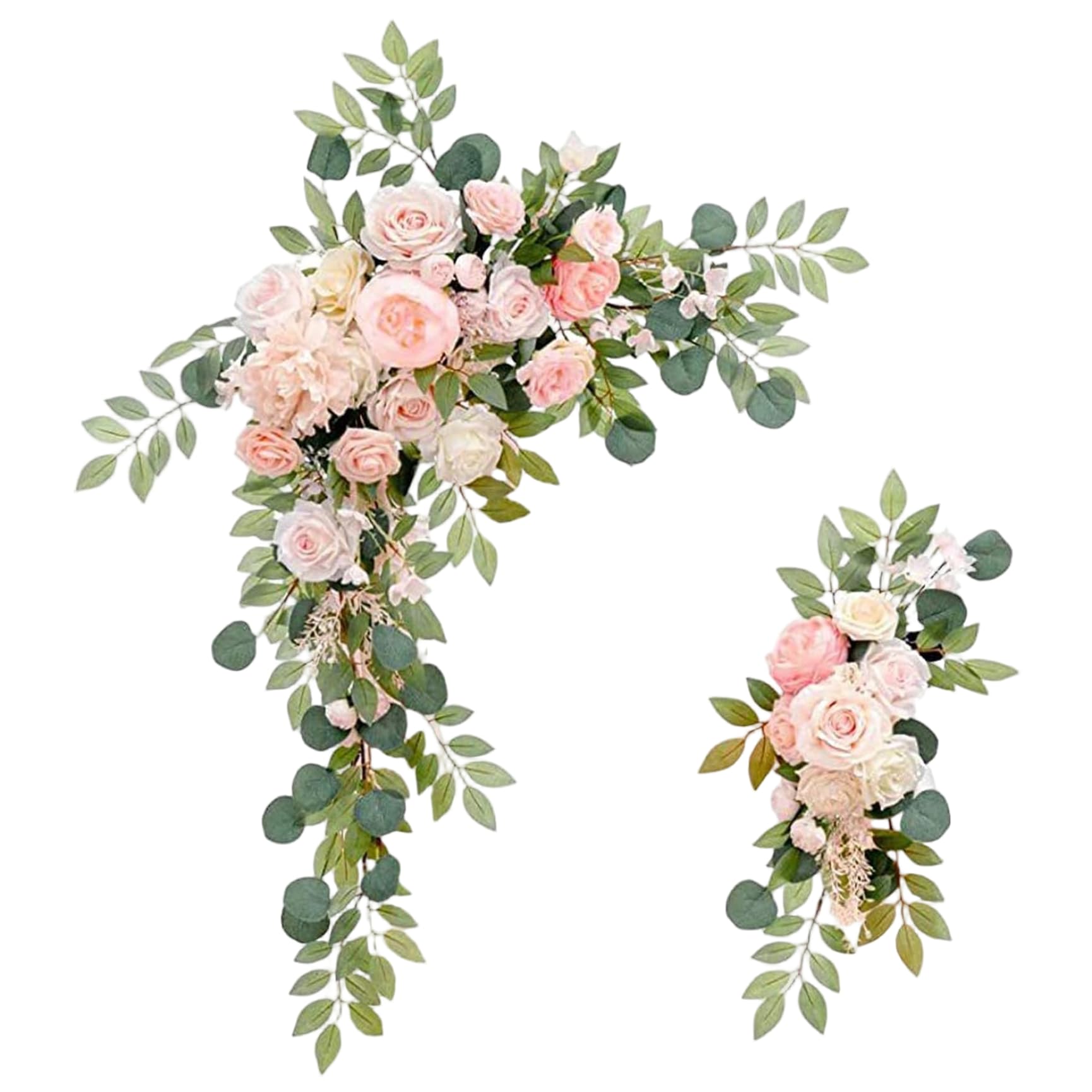 Peosaard Green Floral Swag, Arch Flowers Set Of 2, Vivd Romantic Peony Floral Swag With Ery Artificial Wedding Flowers For Welcome Signs, Arch, Table Centerpieces, Flower