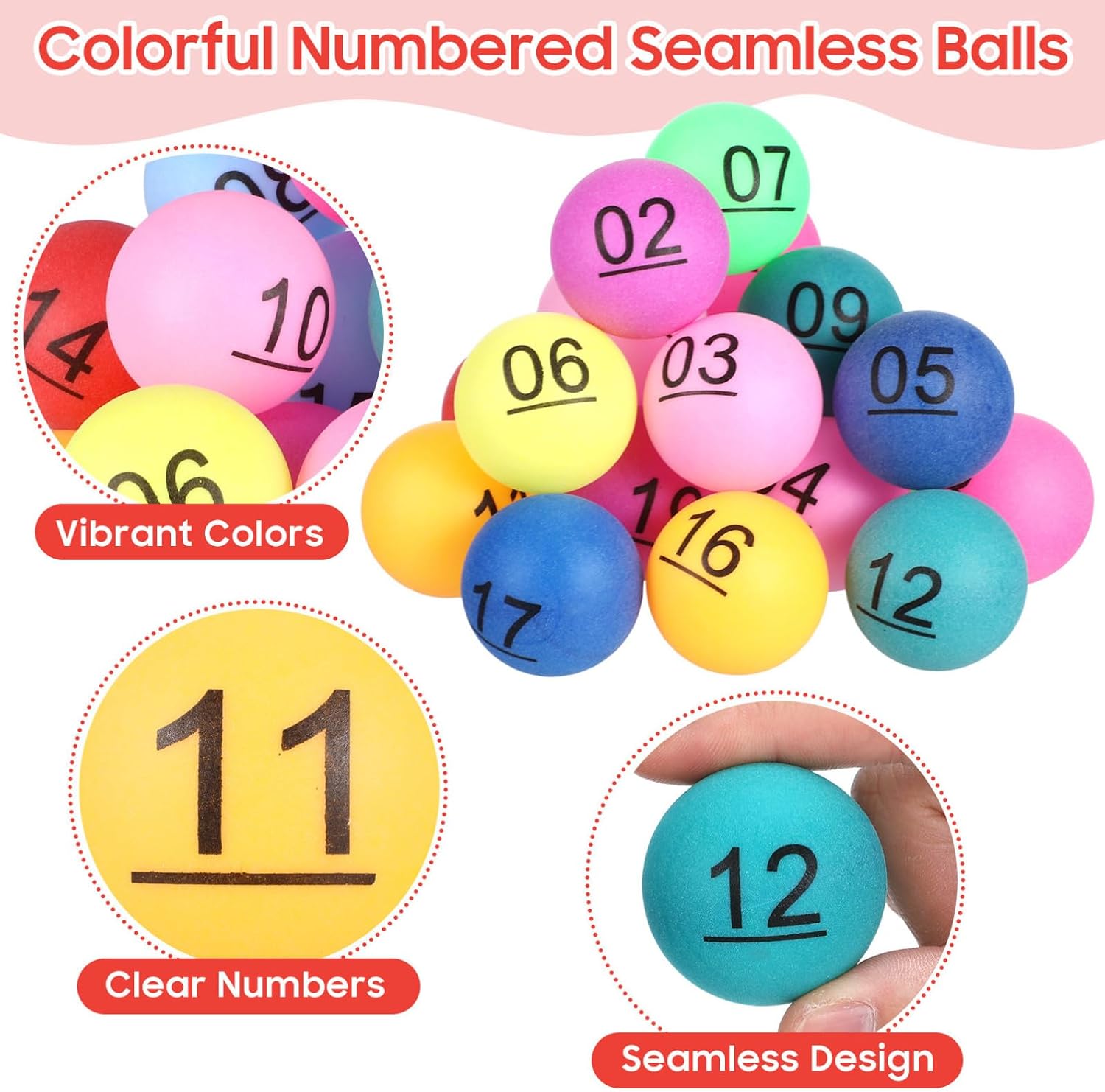 TOYANDONA Multicolored Numbered Balls 1-20 for Raffle Games DIY Projects and Group Activities Small Plastic Balls for Fun Events image 3