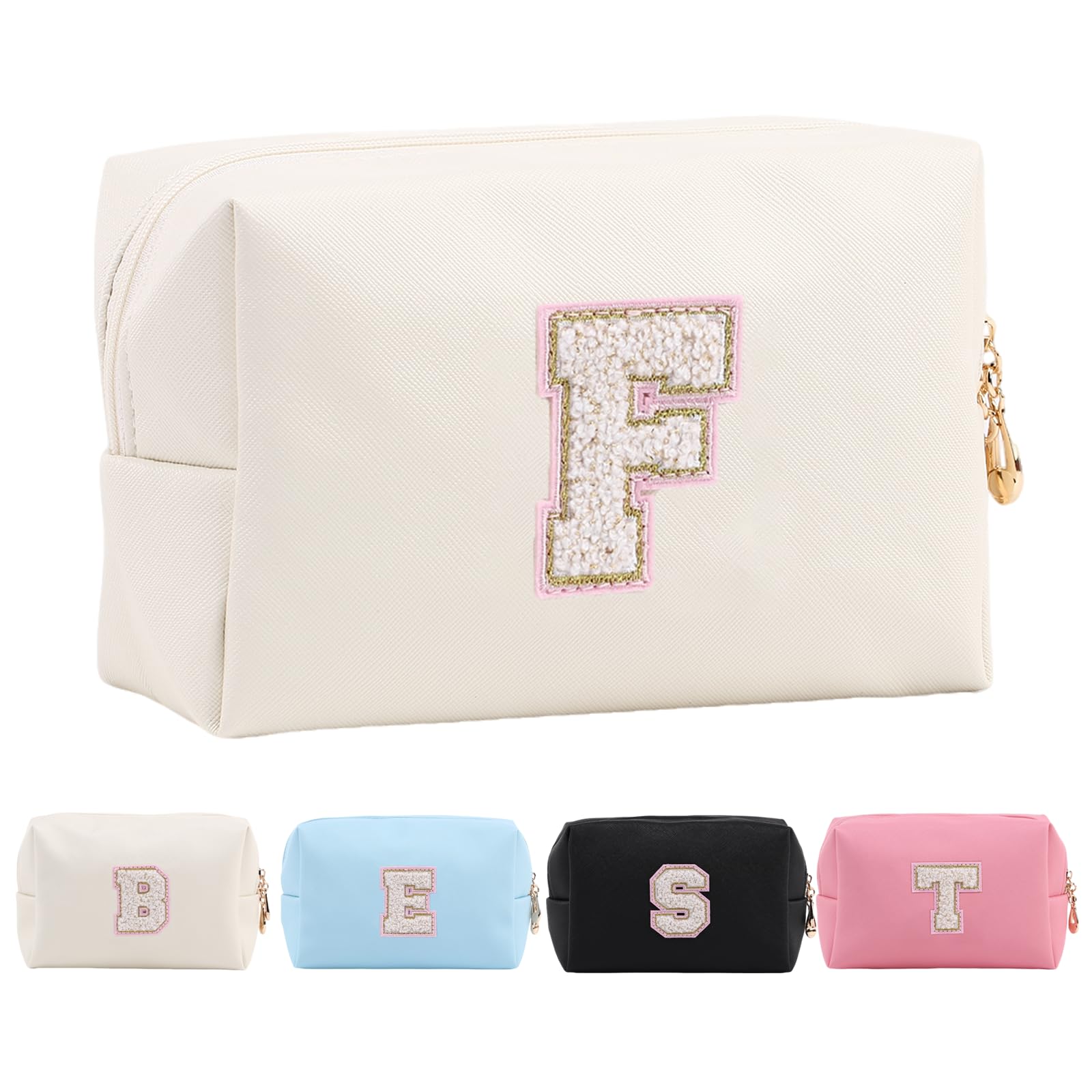 Personalized Makeup Bag,Waterproof Travel Makeup Pouch Cosmetic Bag Birthday Gift for Women Mom，Bride Bridesmaid Cosmetic Bag A-Z — view 36