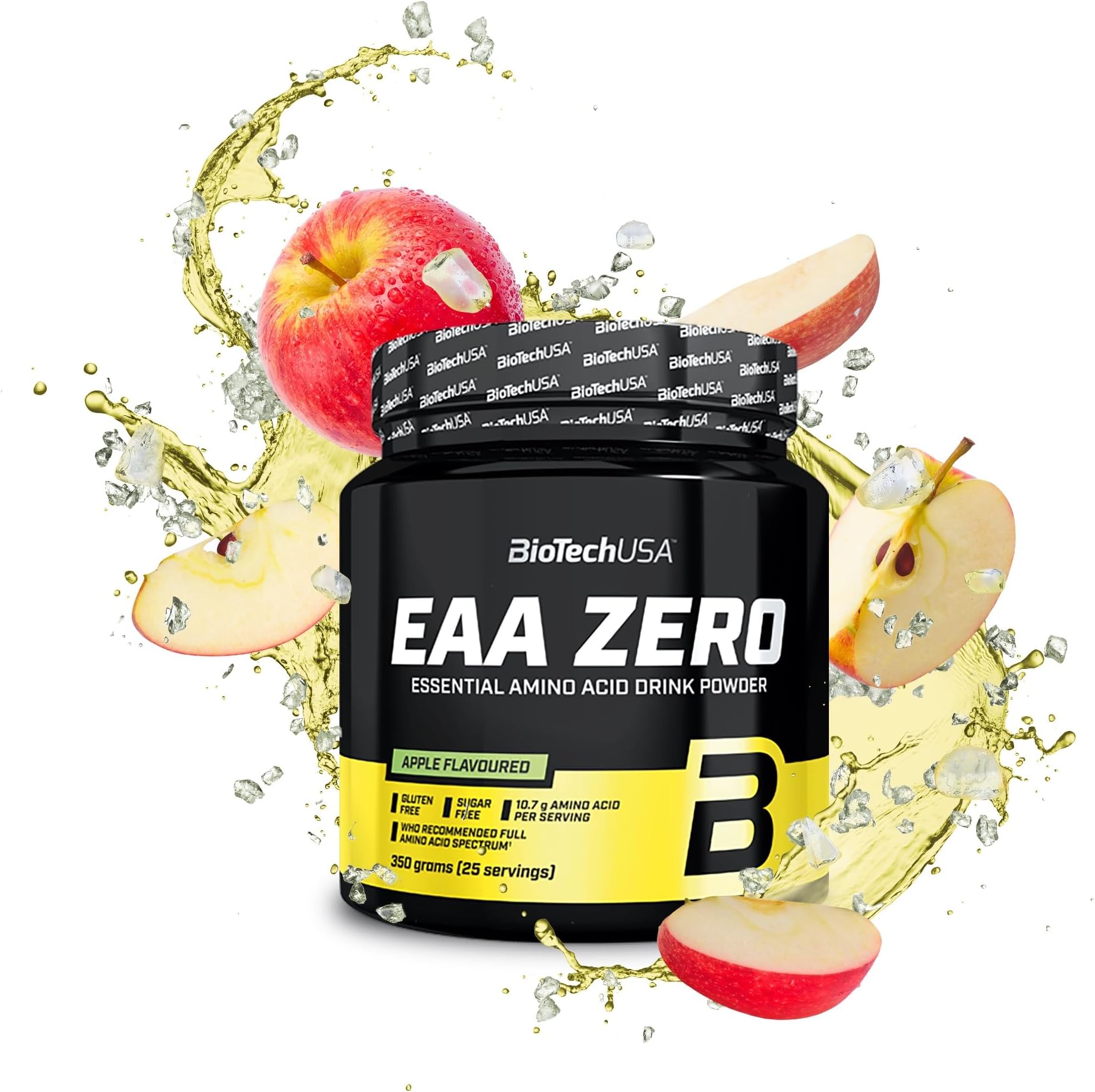 BioTechUSA EAA Zero - Essential Amino Acid Power | 7160mg EAA/Serving | WHO Recommended Ratio | Sugar-Free, Gluten-Free, 350 g, Apple