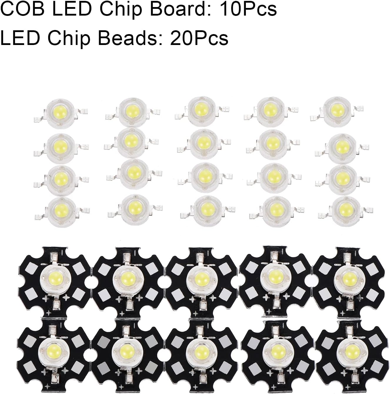 MECCANIXITY 280-350mA 1W LED Chip Bulb COB Light Beads Pure White 10Pcs with 20Pcs 3W LED Chip Beads