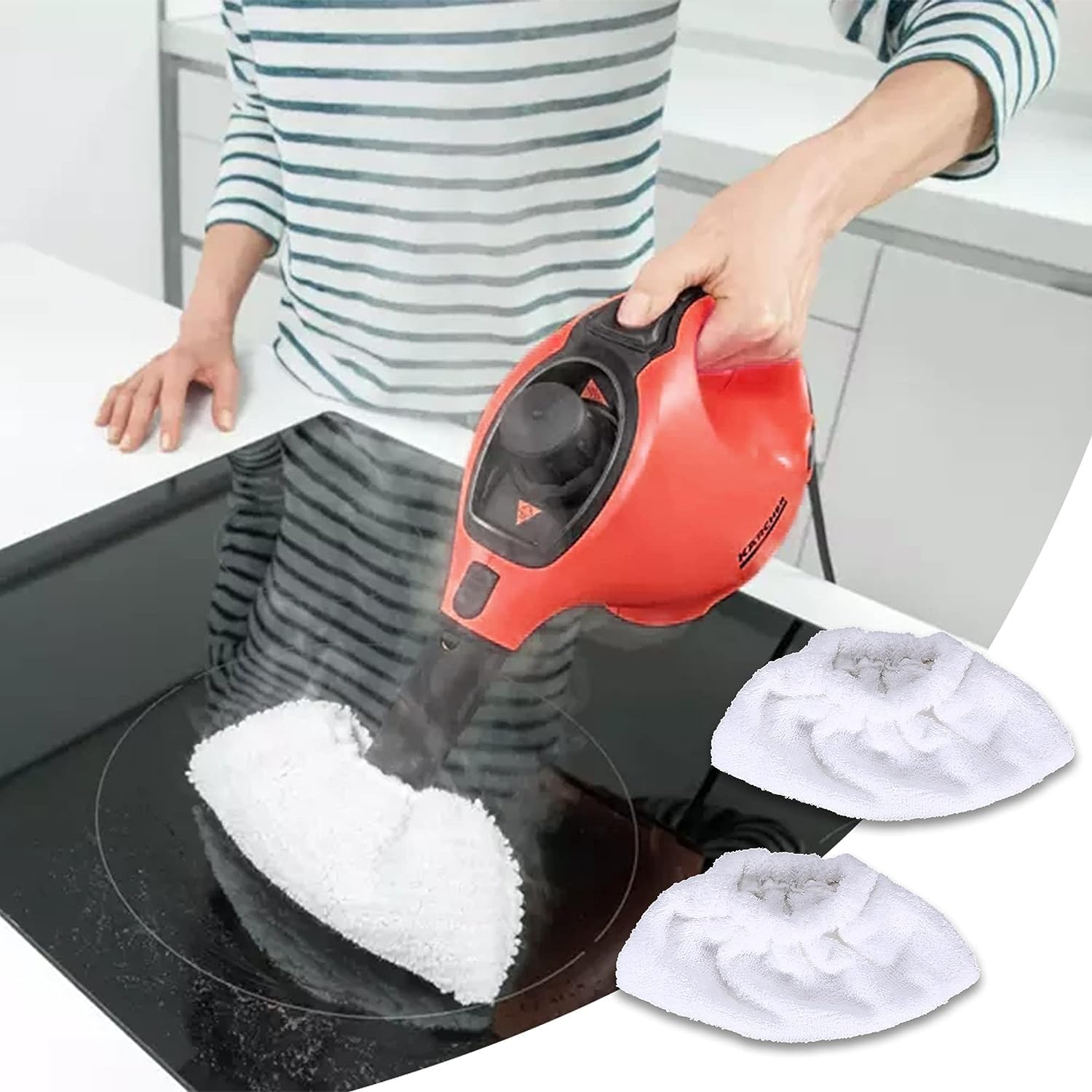 Pulitore a vapore universale, 8 panni per pulizia a vapore, panni in microfibra, set di panni di ricambio per l'ugello manuale, compatibili con la maggior parte dei pulitori a vapore (8