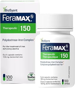 FeraMAX Pd 150 Iron Supplement - Once Daily High Dose Iron Supplement No.1 Recommended Treatment for Iron Deficiency Anemia - 150mg of Elemental Iron per Capsule, 100 Capsules