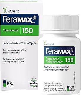 FeraMAX Pd 150 Iron Supplement - Once Daily High Dose Iron Supplement No.1 Recommended Treatment for Iron Deficiency Anemia - 150mg of Elemental Iron per Capsule, 100 Capsules