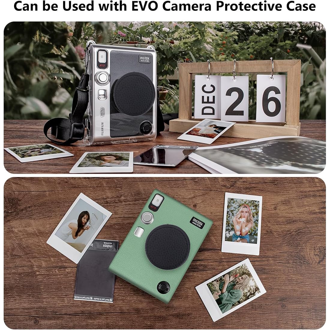 Copriobiettivo in Metallo per Fotocamera Mini EVO, Accessori Mini EVO in Alluminio, con Superficie in Pelle e Morbido Interno Eva, Nero