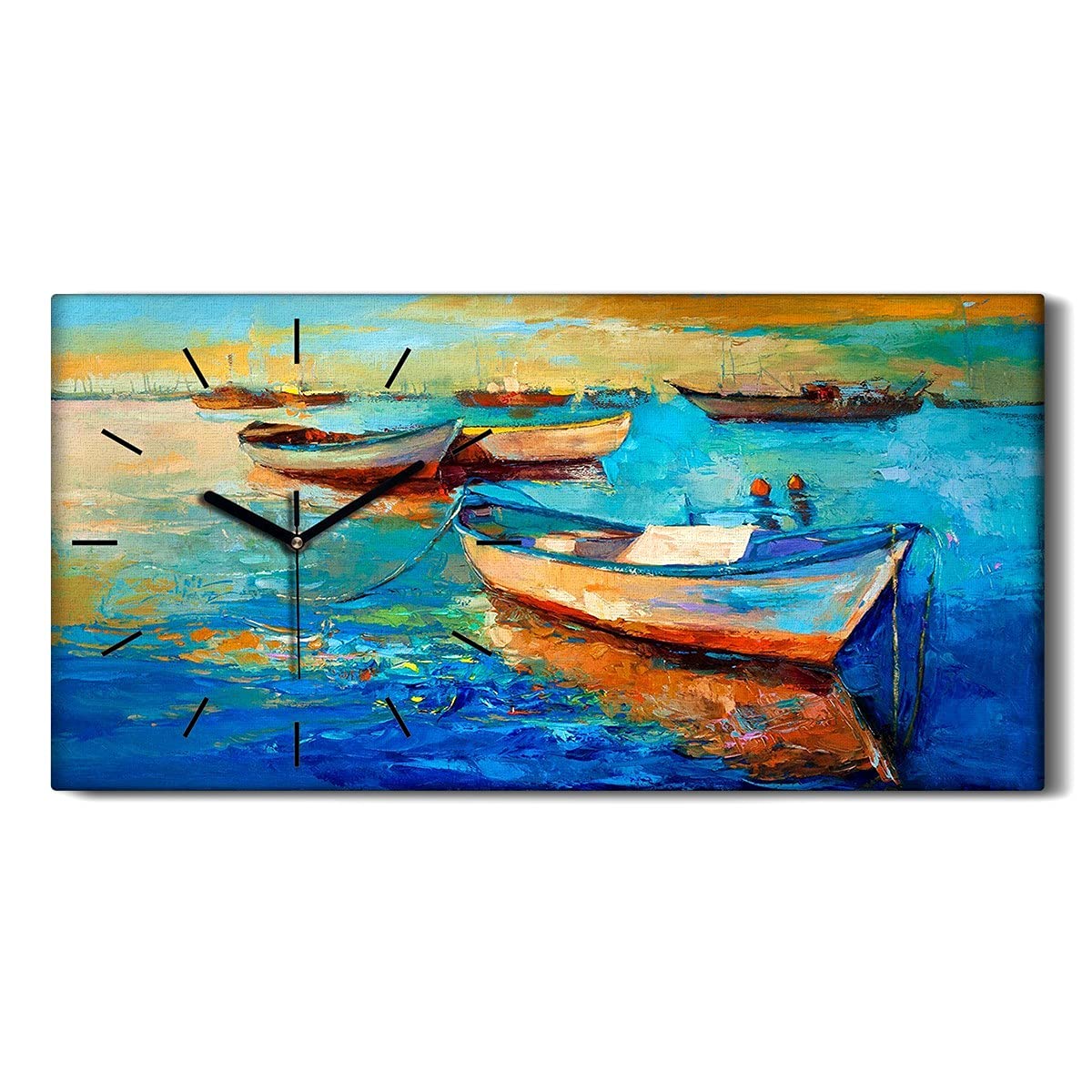 Horloge sur Toile Salon et Chambre Décoration Marine Bateaux 60x30cm