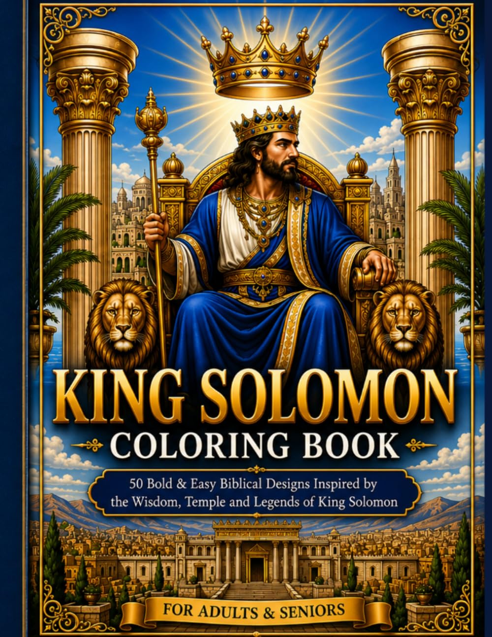King Solomon Coloring Book: 50 Bold & Easy Biblical Designs Inspired by the Wisdom, Temple and Legends of King Solomon