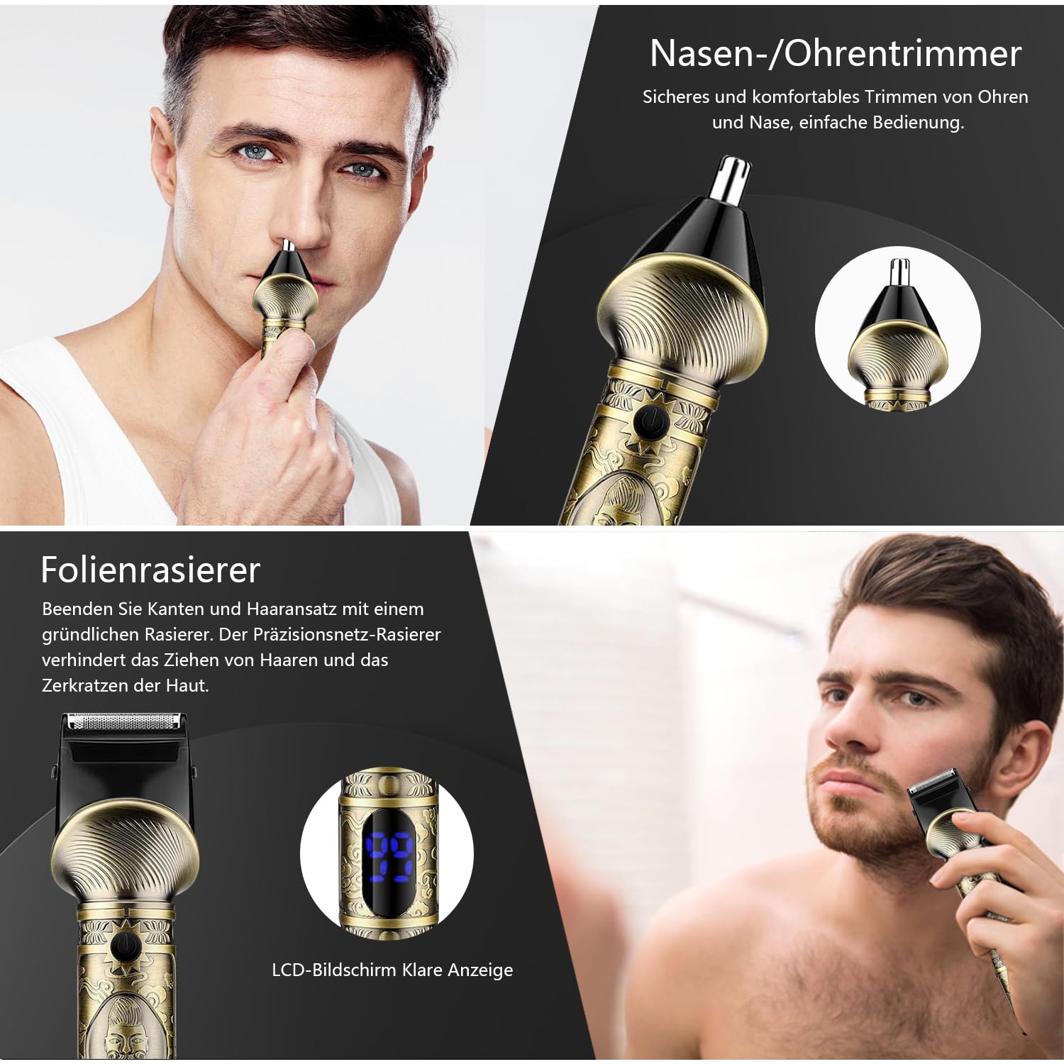 Haarschneidemaschine Profi,Haarschneider Herren und Trimmer Set,Barttrimmer Nasenhaartrimmer,Rasierer Herren Elektrisch, Folienrasiermaschinen für Männer für Zuhause,Barbier