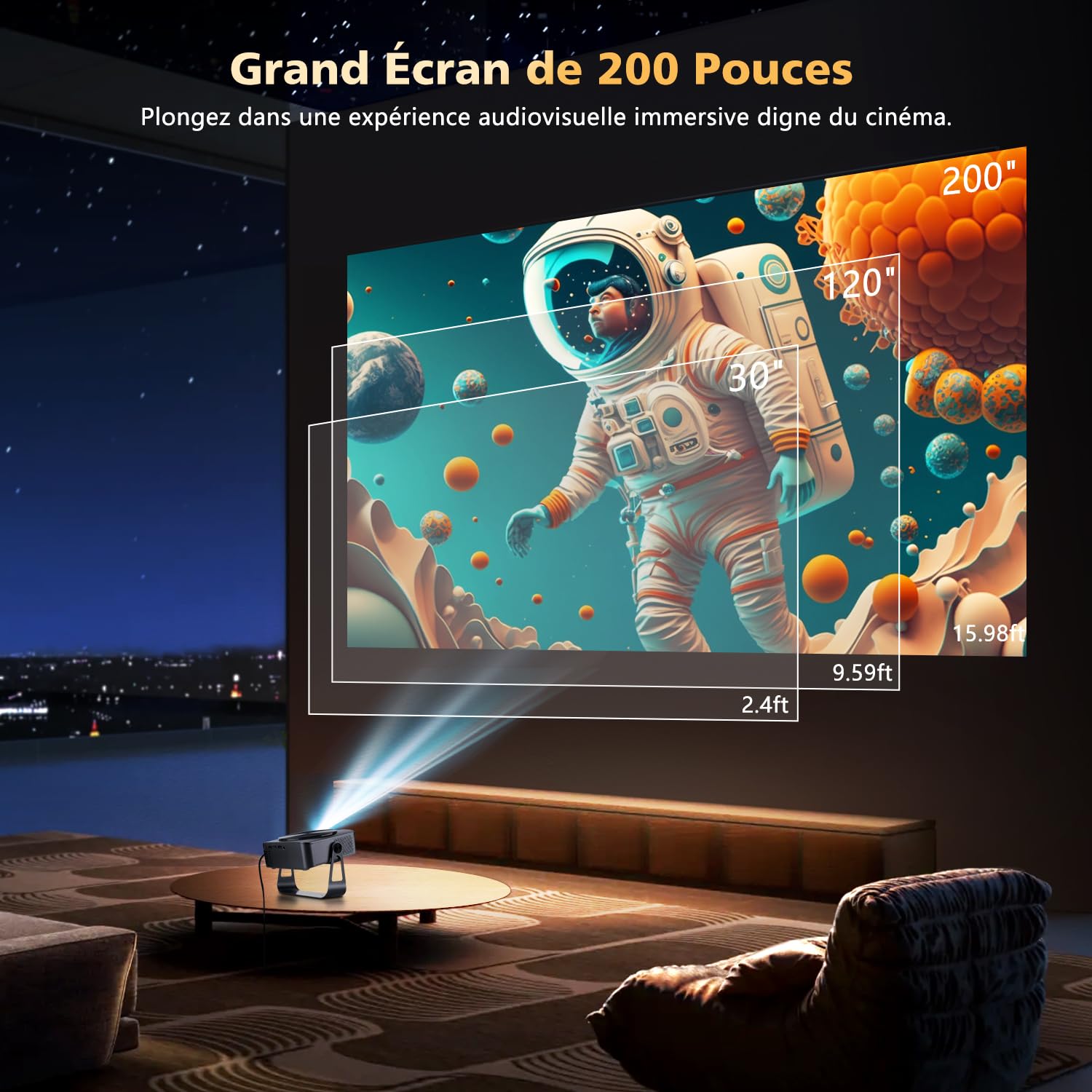 Netflix Certifié Videoprojecteur 4K VGKE, 28000 Lumens Rétroprojecteur 4K, Natif 1080P Full HD, Auto Focus & Auto Keystone, WiFi 6, Bluetoooth 5.4, Projecteur Video pour Smartphone/PC/Home