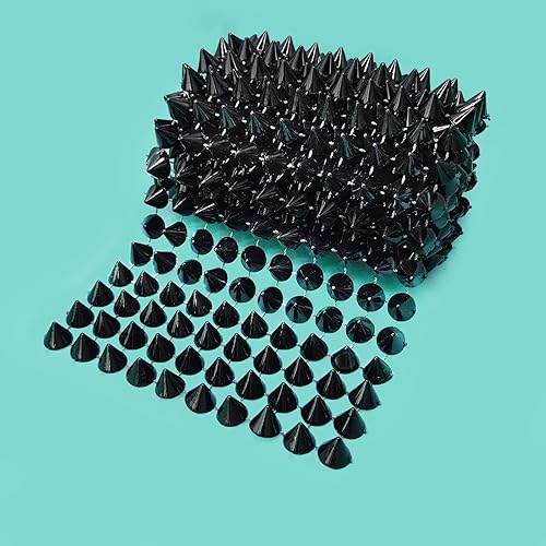 1 yarda Coser en Spike Stud Remache de espalda plana Punk Rock Trim Cinta de malla Artesanía (negro)