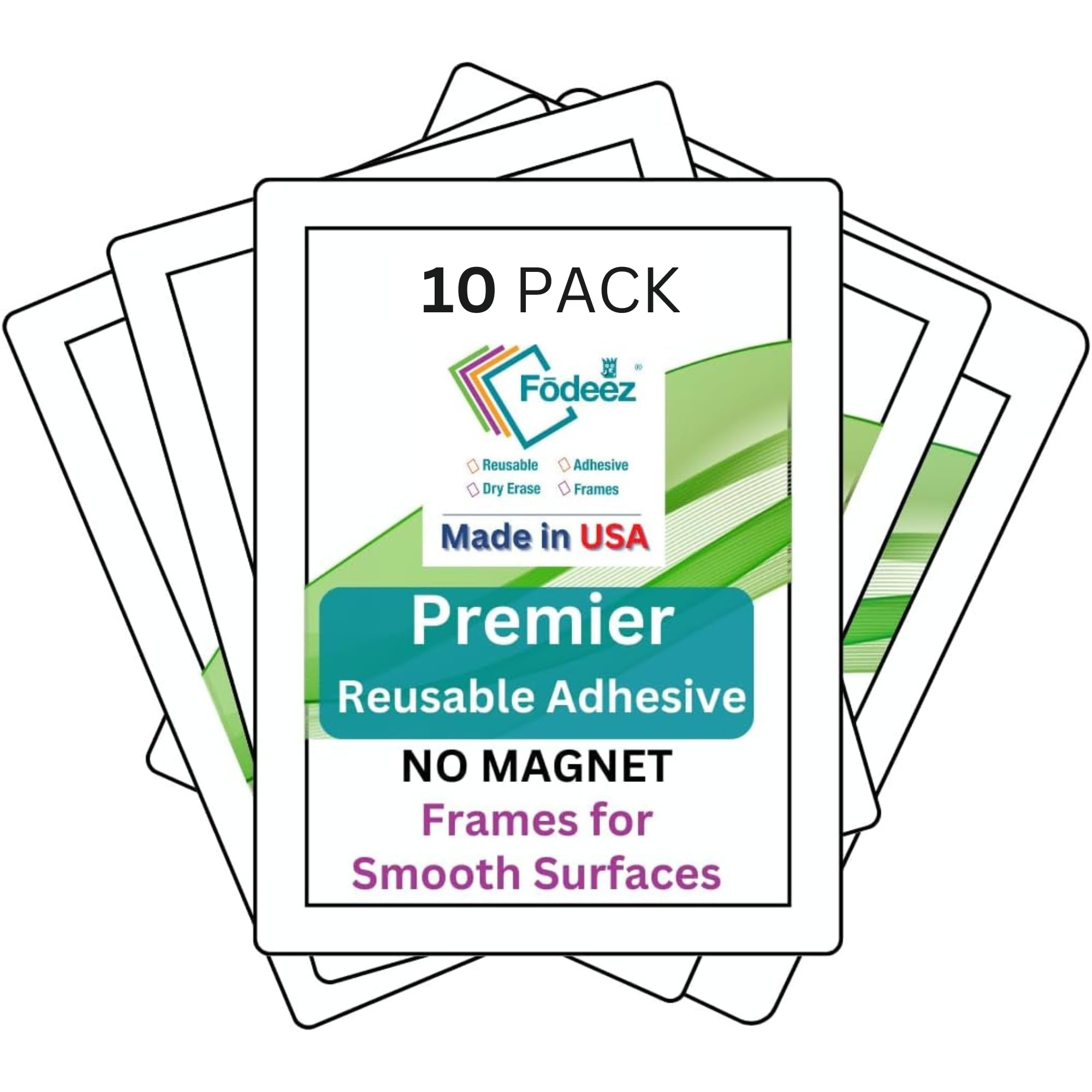 Frames - Reusable Document Holders for Smooth Surfaces - Stick, Display, and Dry Erase - 2x3 (White)