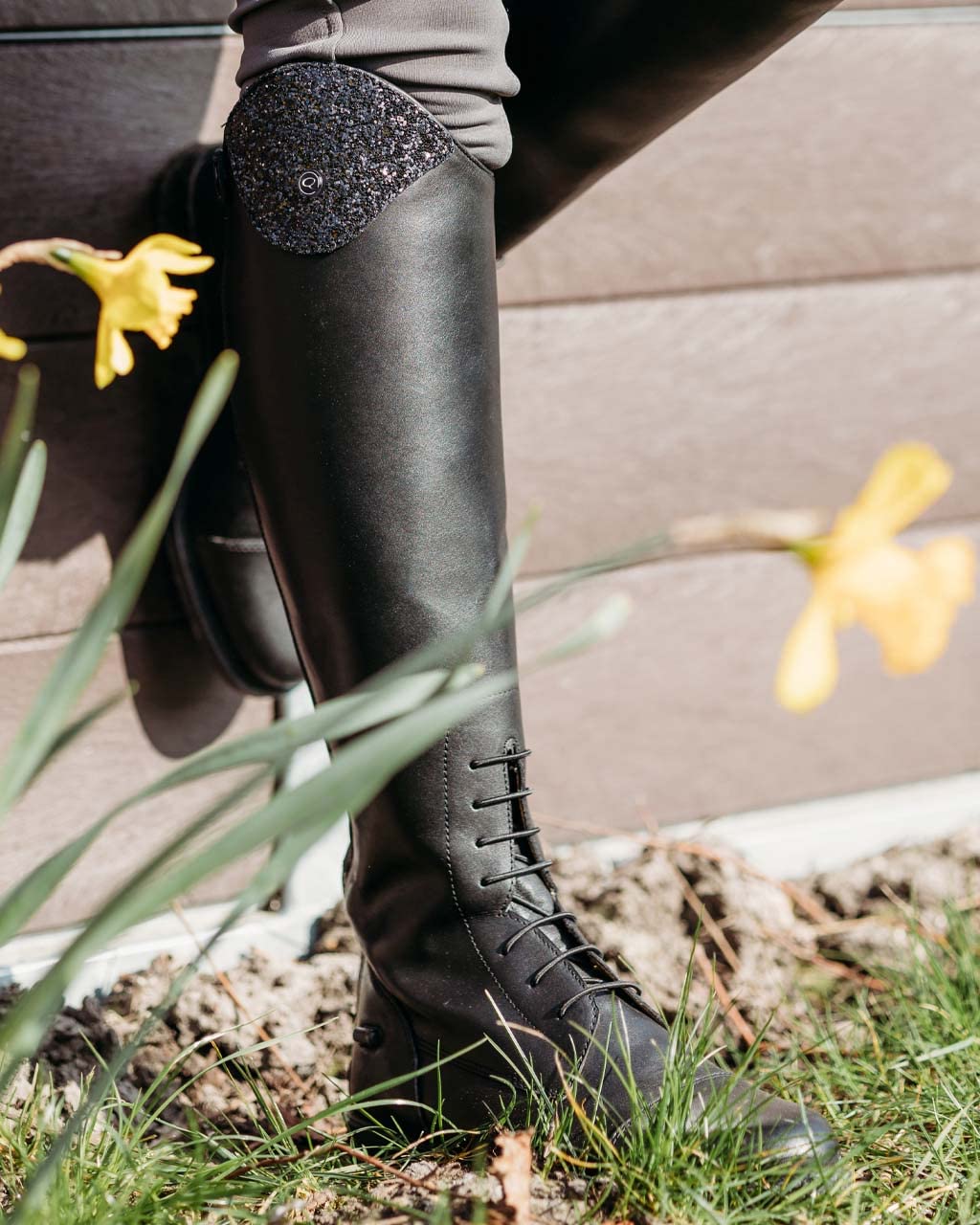 QHP Romy Junior - Botas de equitación (piel, diseño intercambiable), color negro