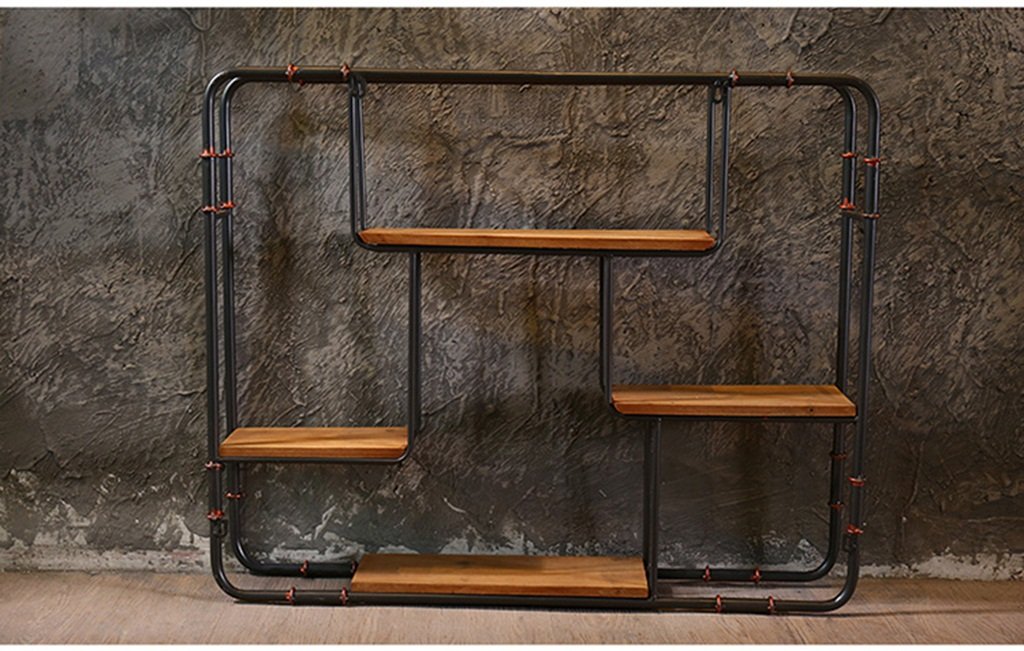 HCJZWJ JCRNJSB Rack, Industrial wind Retro restaurant bar Wall Iron Shelf Wall hanging Creative wall Soft decorations Pendant 91 16 75cm Can be stored removable Shelf Shelf Book shelf