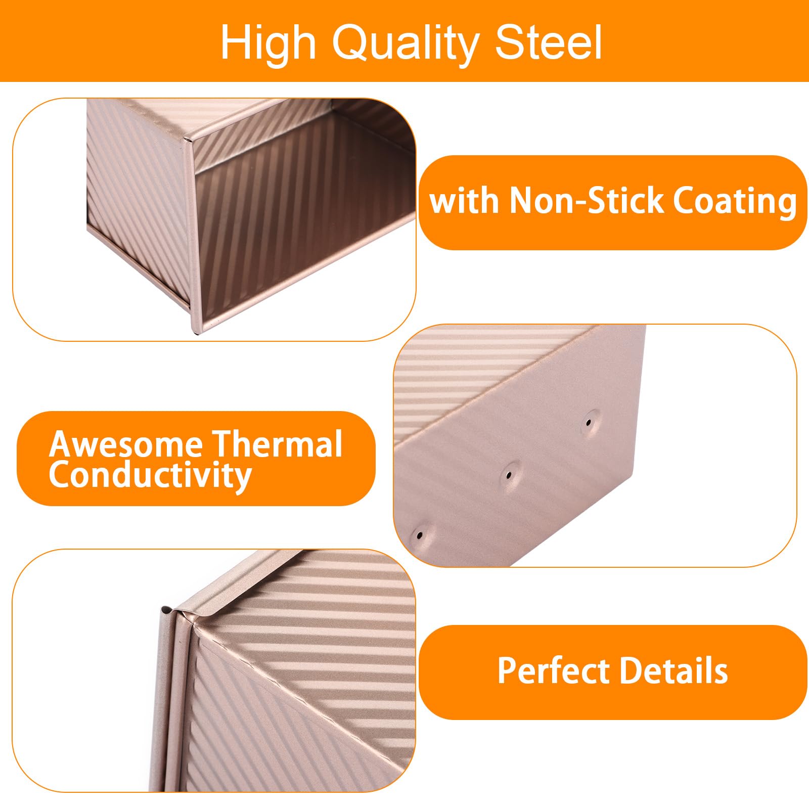 Brotbackform Set Mit Deckel - 4-teilige Toastform In Roségold Für Knuspriges Brot & Kuchen