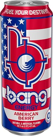 Bang Energy American Berry, Sugar-Free Energy Drink, 16-Ounce (Pack of 12)