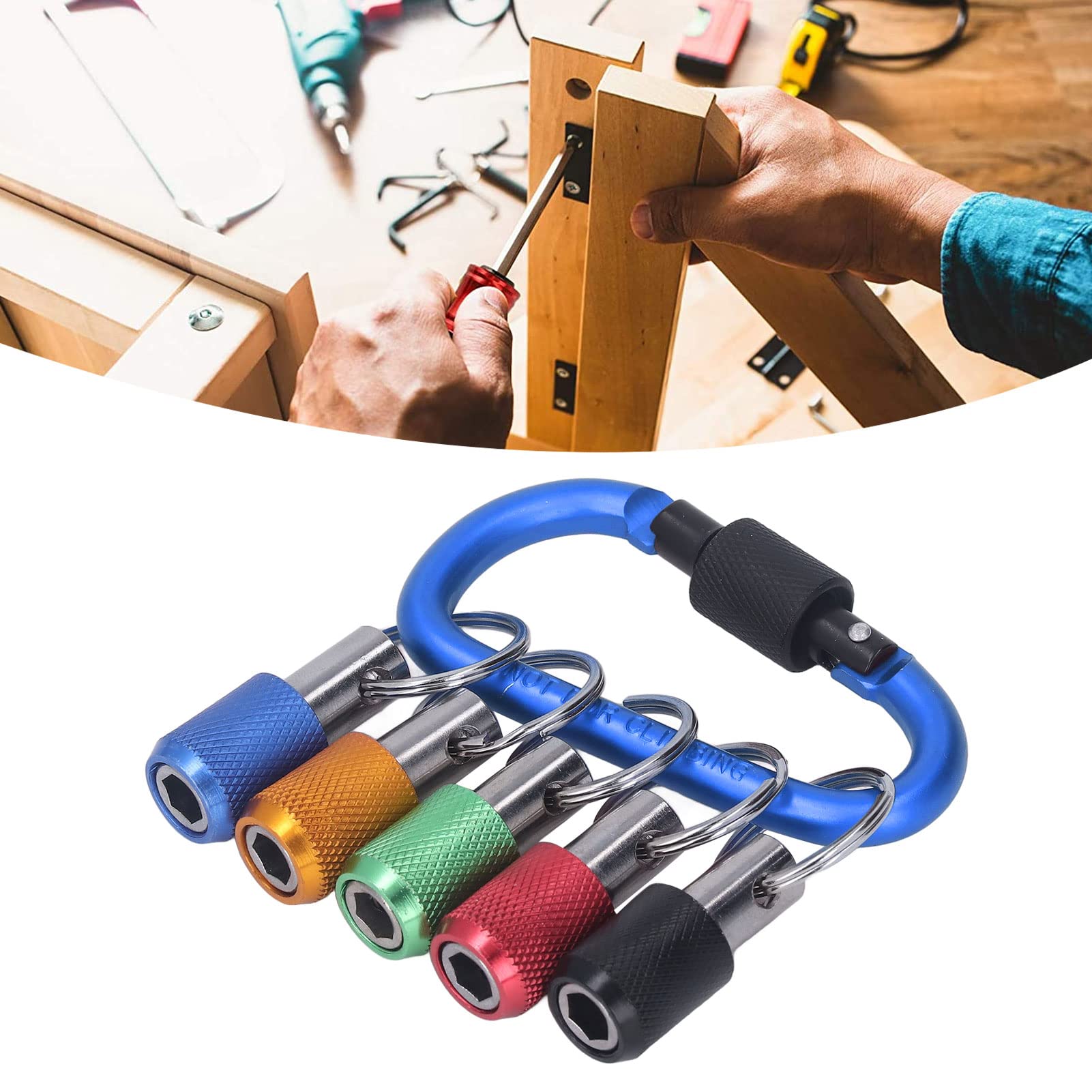 Magnetischer Steckschlüsselhalter Mit 5 Verlängerungsstangen & Karabiner – 1/4" Sechskantschaft Für Schrauber & Bohrer (Rot)