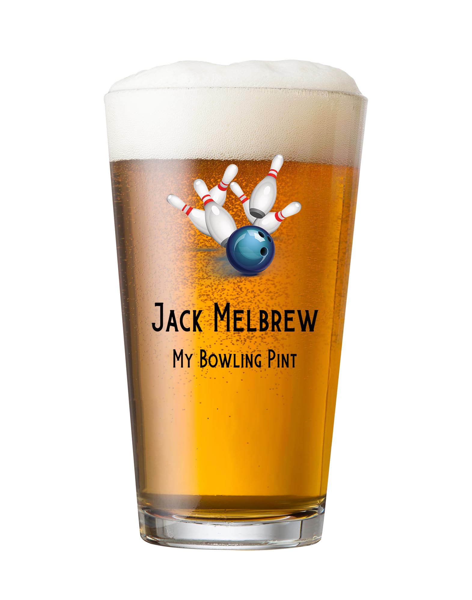 ukgiftstoreonline Personalised Bowling Themed Beer Glass Gift for Birthday Or Events