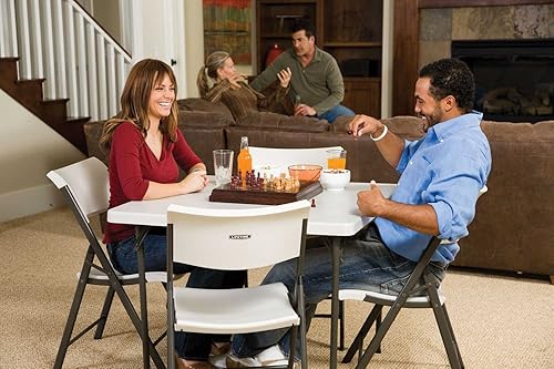 Miniatura 4 de LIFETIME 480074 Silla plegable contemporánea, almendra con marco de acero bronce, paquete de 4